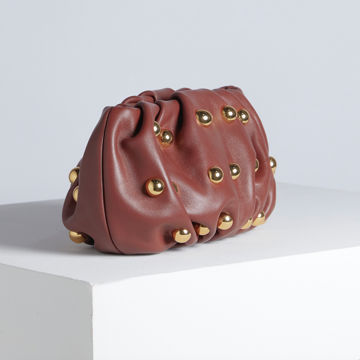 Bubble 8 Stud Large Chocolate Clutch