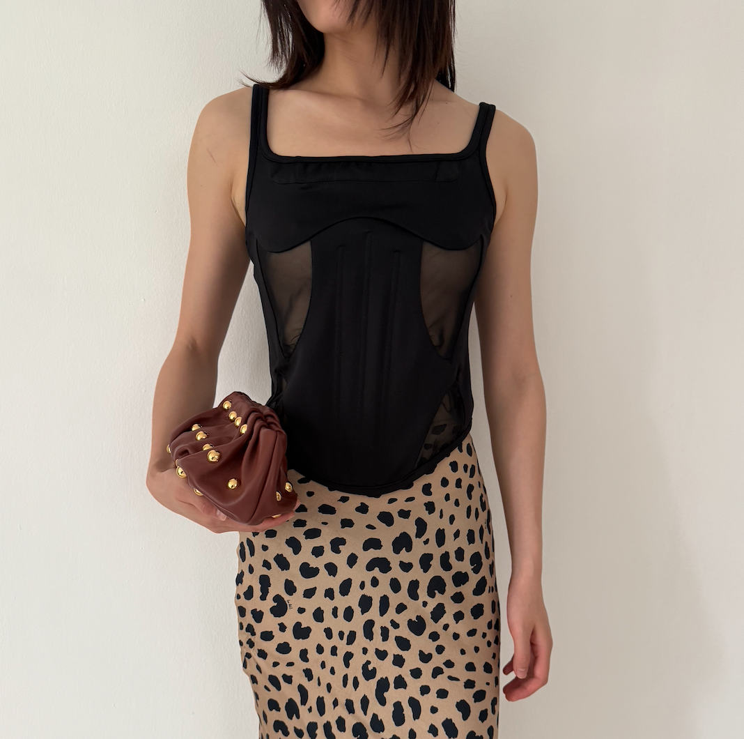 Bubble 8 Stud Large Chocolate Clutch