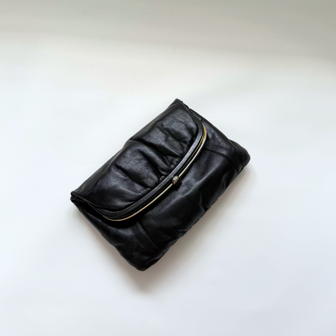 Vintage 70s Black Faigen Foldover Purse Bag