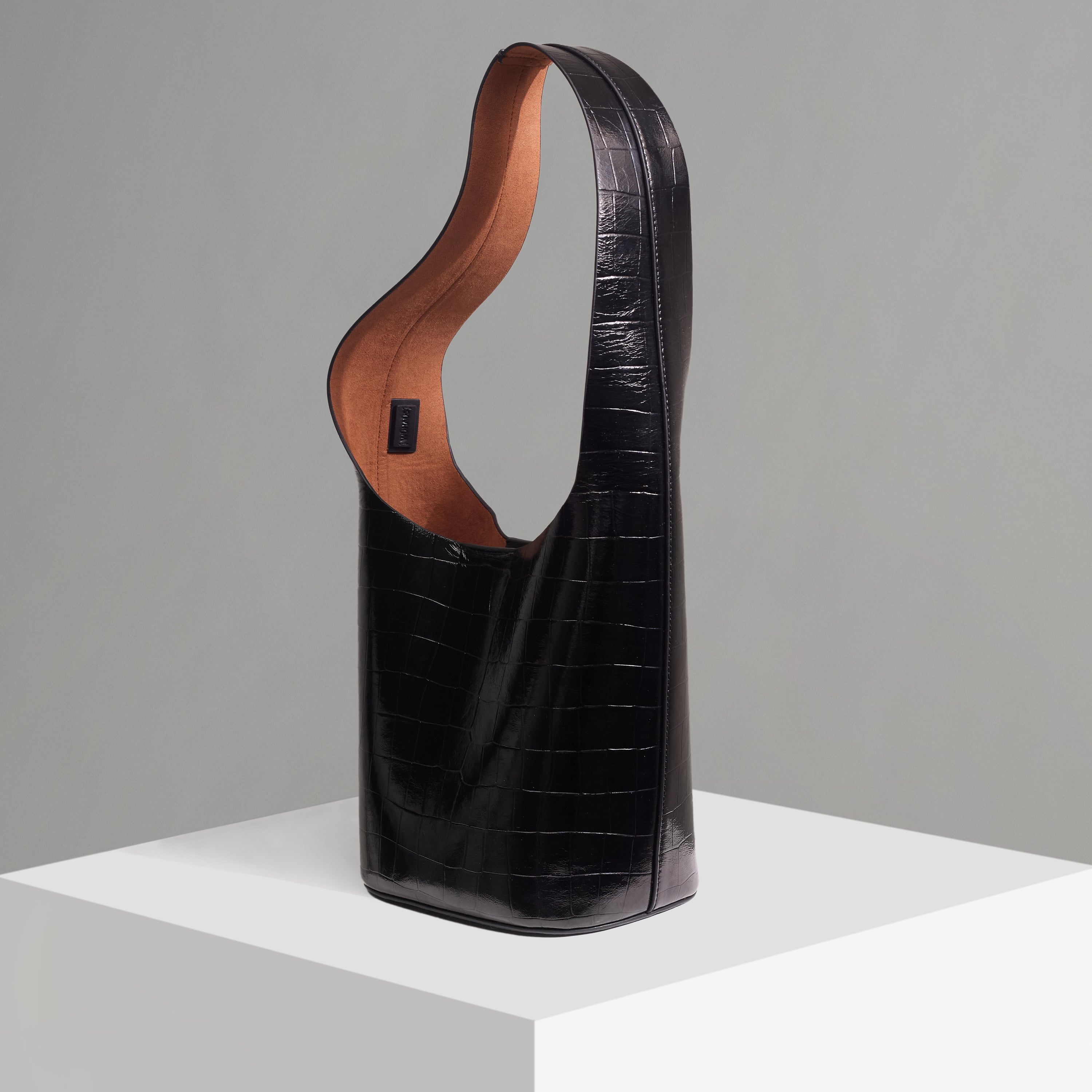 Vessel Black Croco Embossed Bucket Bag (limited edition)