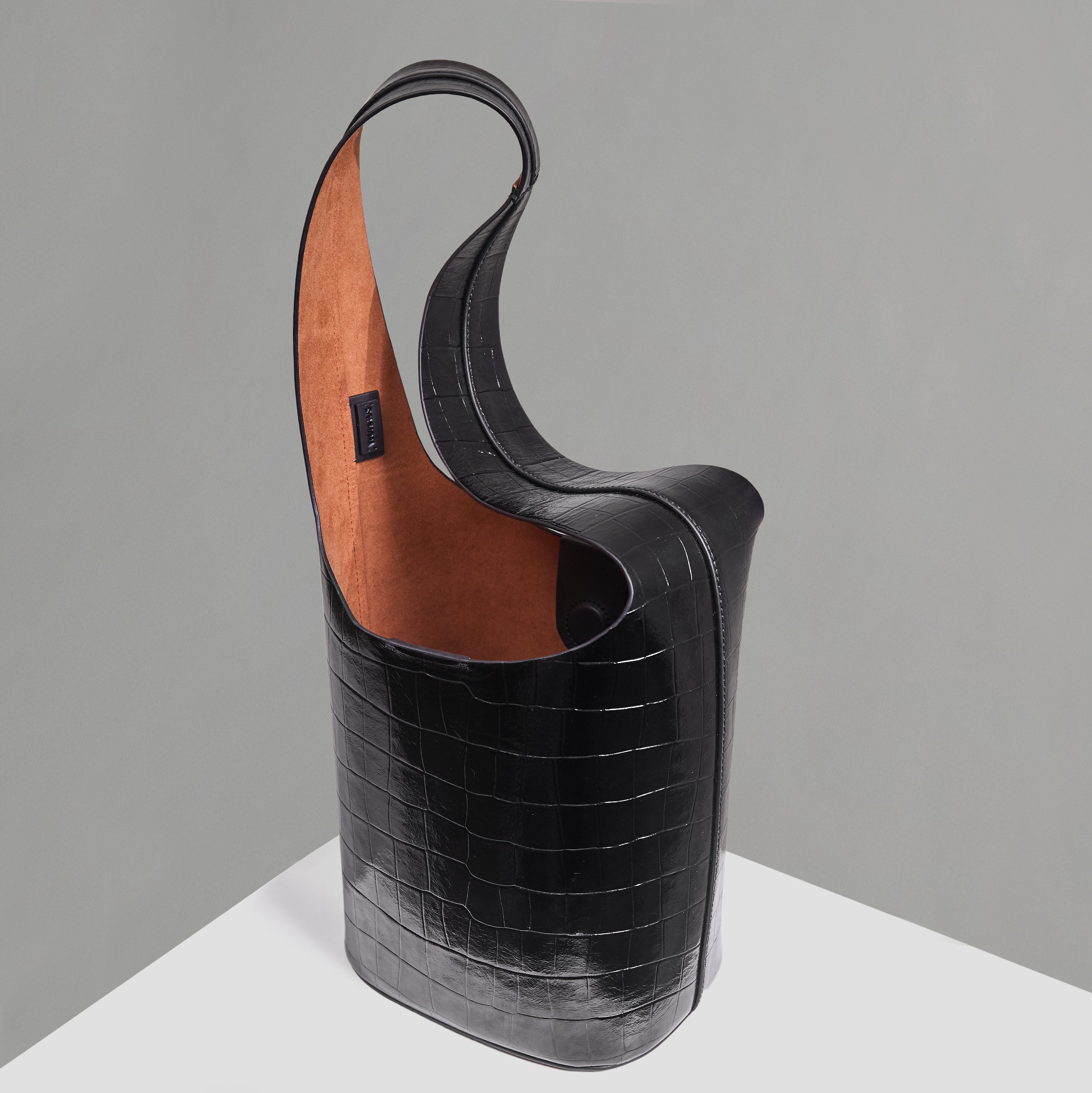 Vessel Black Croco Embossed Bucket Bag (limited edition)