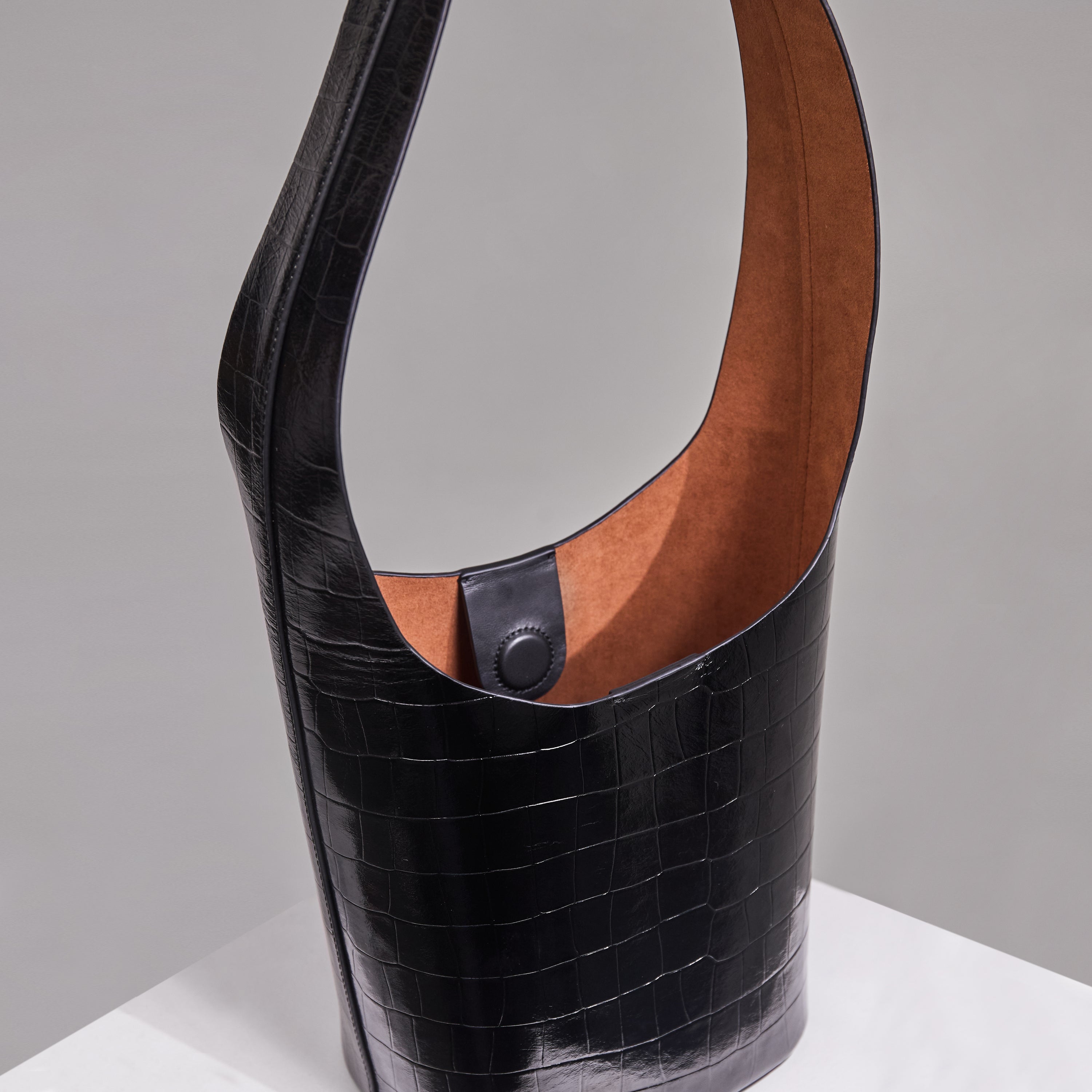 Vessel Black Croco Embossed Bucket Bag (limited edition)