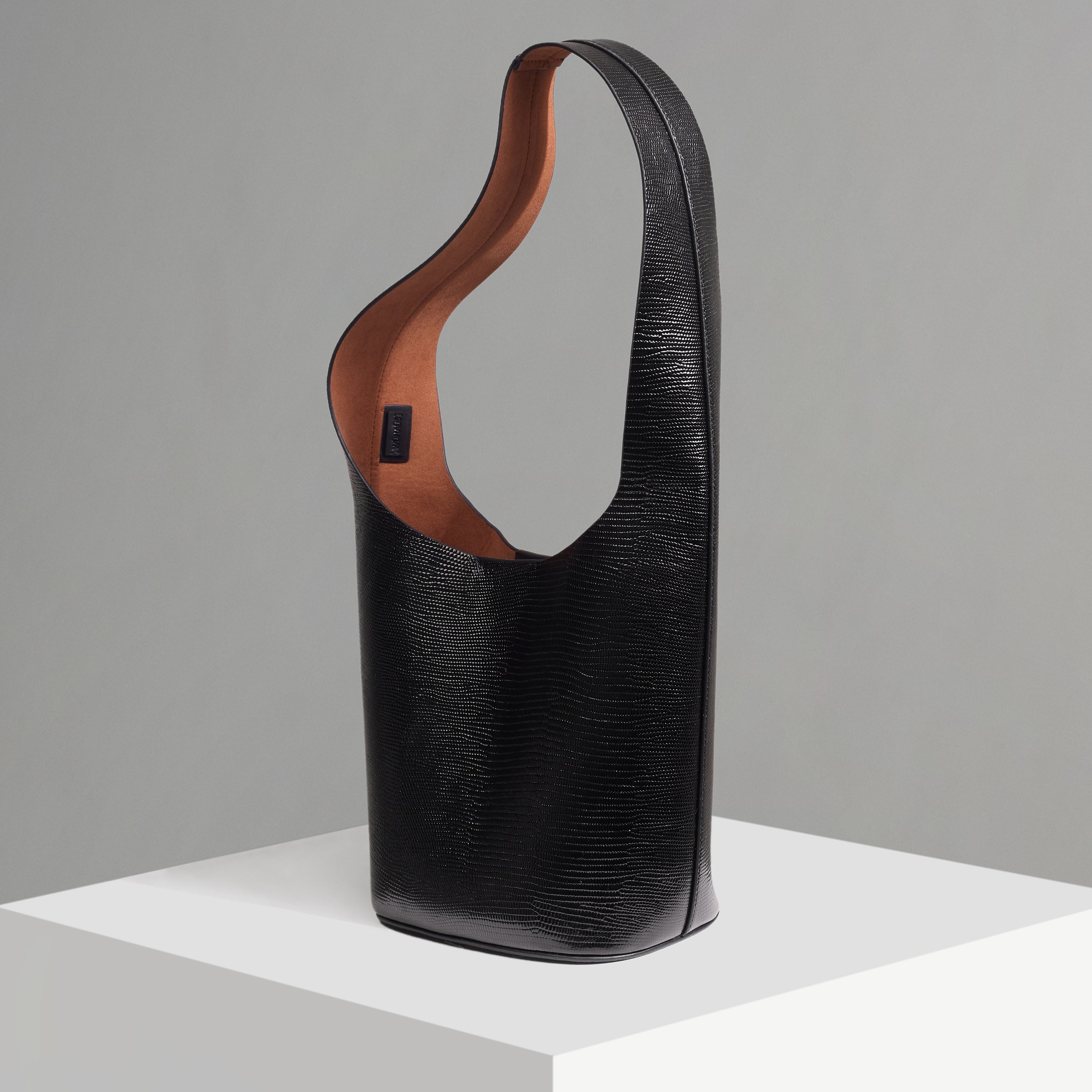 Vessel Black Lizard Embossed Bucket Bag (limited edition)