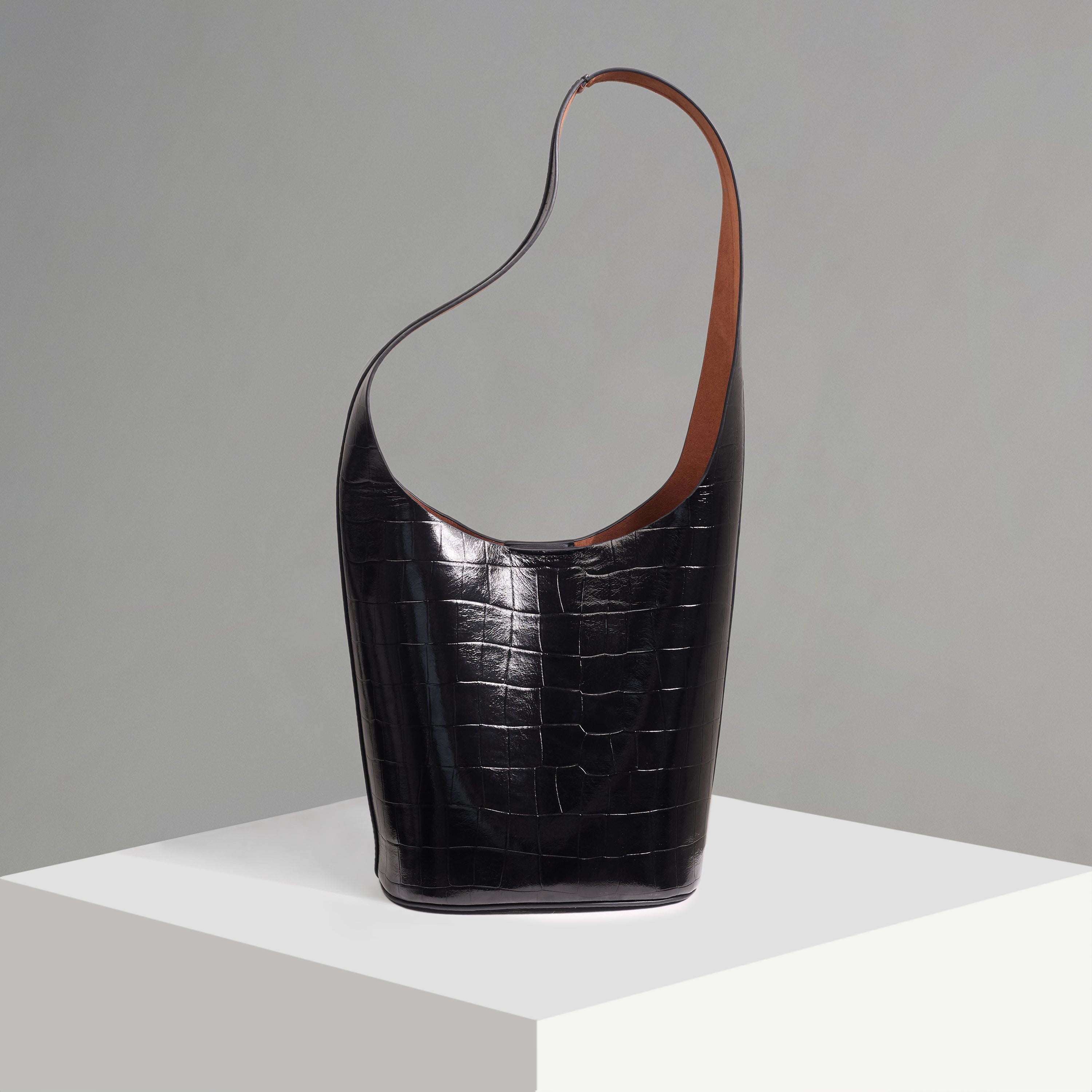 Vessel Black Croco Embossed Bucket Bag (limited edition)