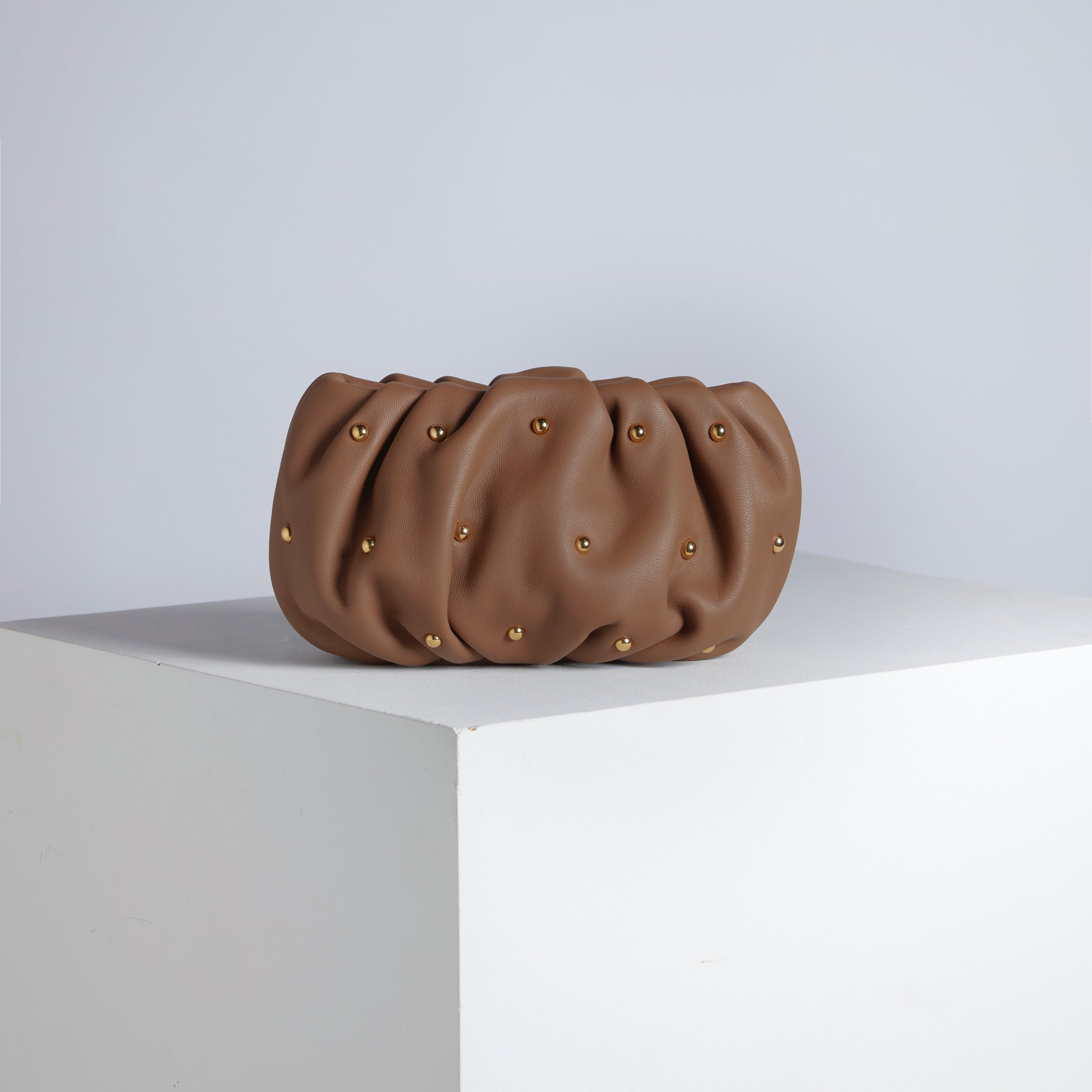 Bubble 8 Stud Walnut Clutch