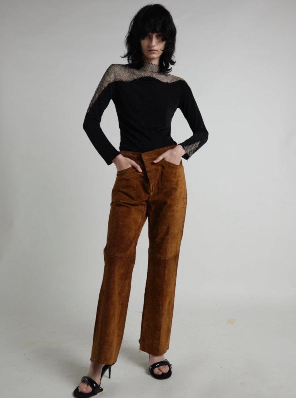Vintage 1970s Brown Suede Trousers - WŪHAŪS
