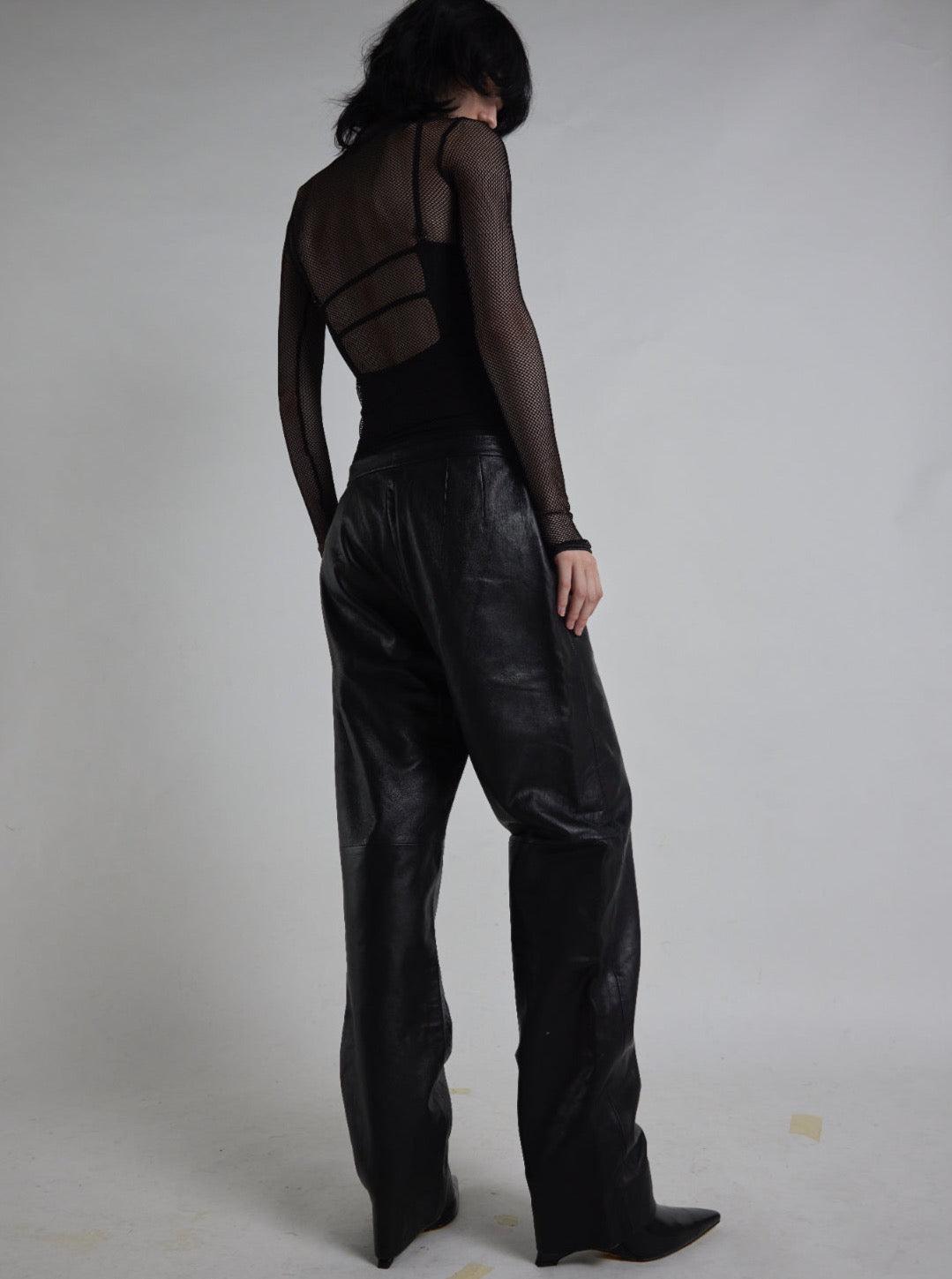 Vintage 1980s Black Leather Trousers - WŪHAŪS