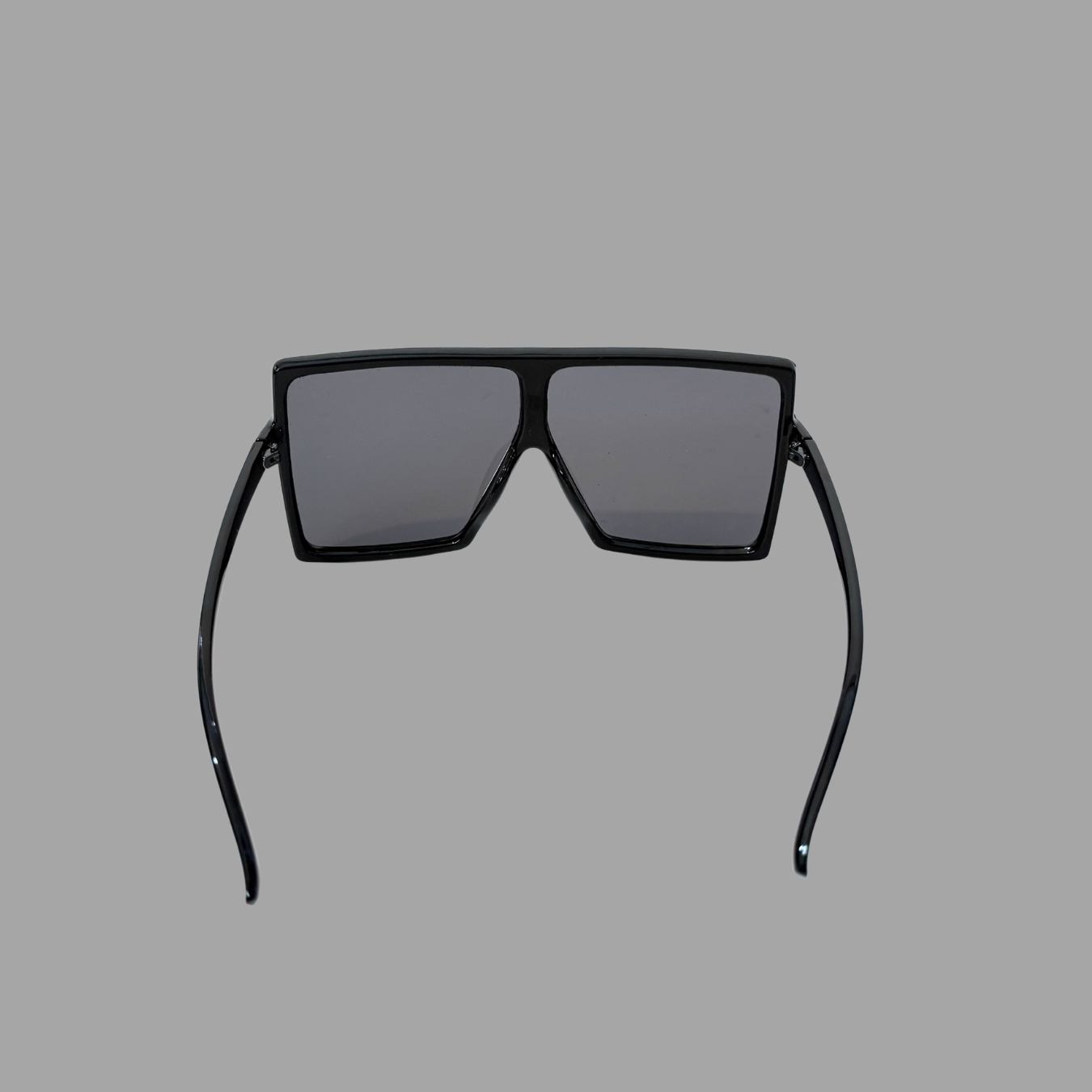 Sunglasses Black Square Oversized Flat top with Grey Lenses