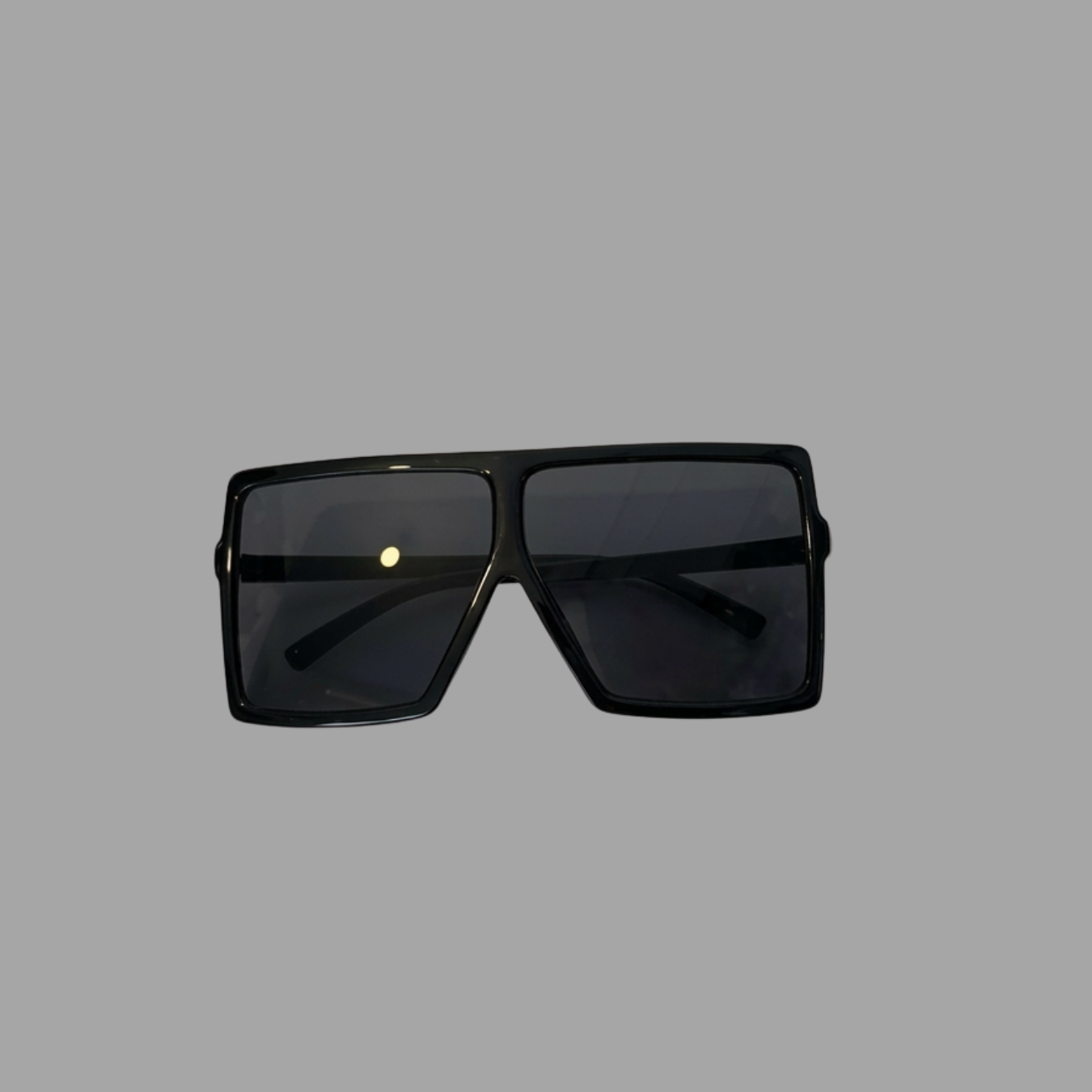 Sunglasses Black Square Oversized Flat top with Grey Lenses