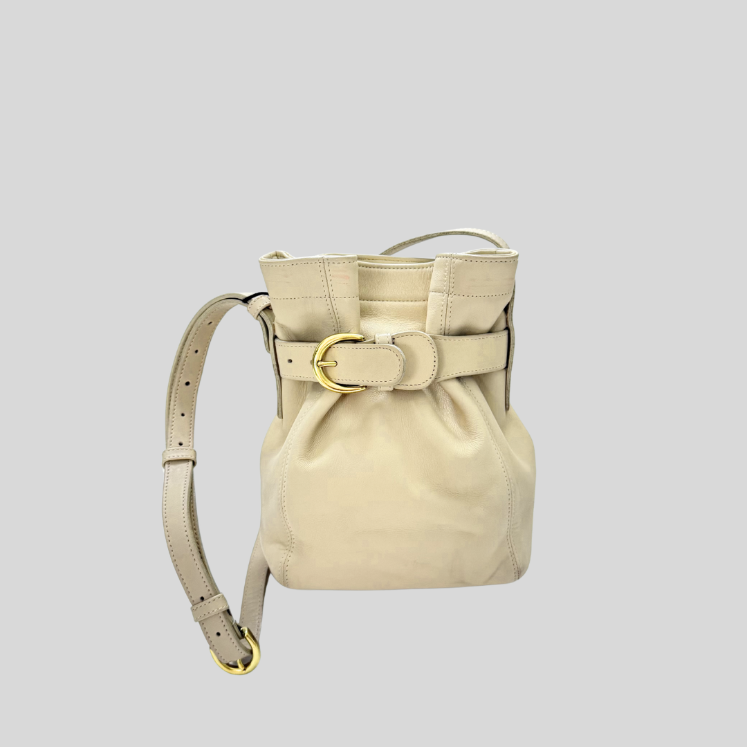 Vintage COACH Belted Soho Ivory Leather Cross-body Bag
