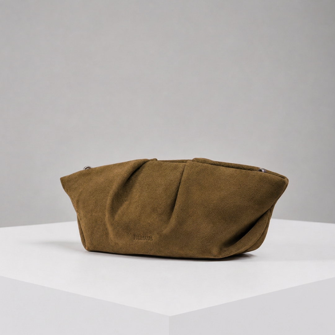 Mori Moss Suede Leather Clutch