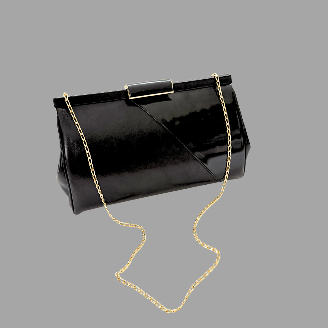 Vintage 80s Stevens Black Leather Purse