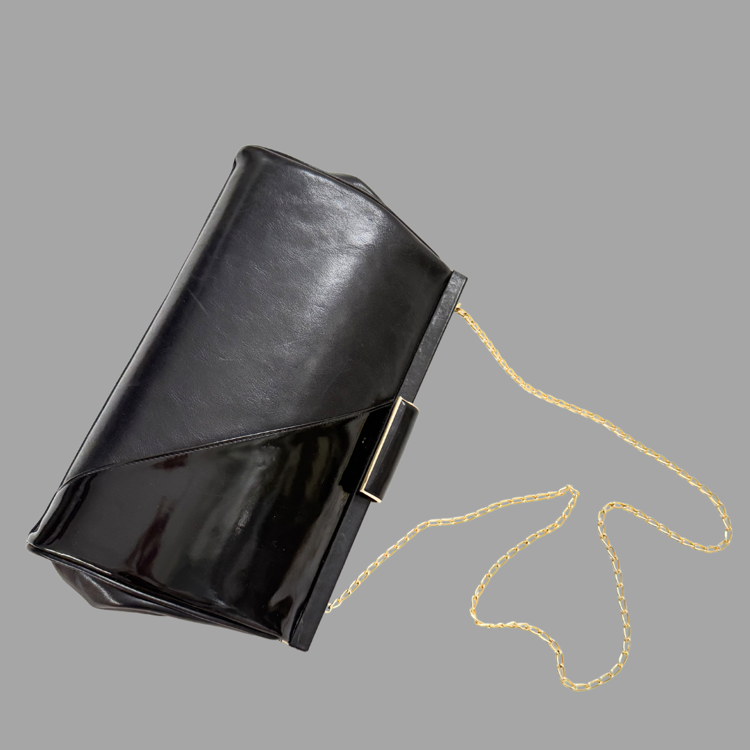 Vintage 80s Stevens Black Leather Purse