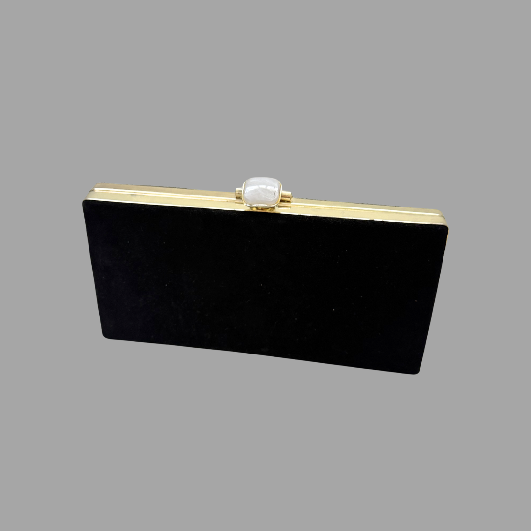 Vintage 780s B.L Runting Black Suede Evening Purse