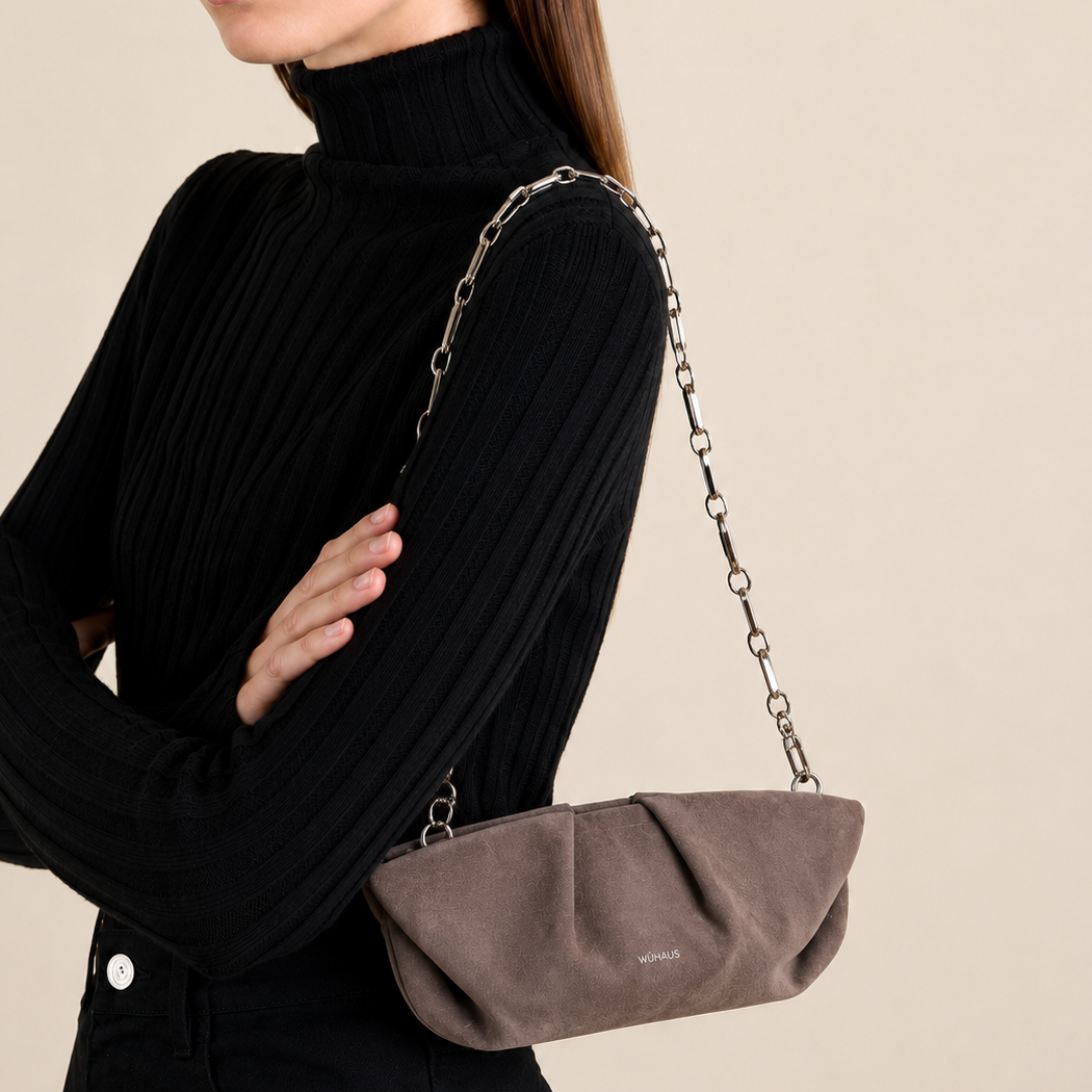 Mori Gray Suede Leather Clutch (COMING SOON)