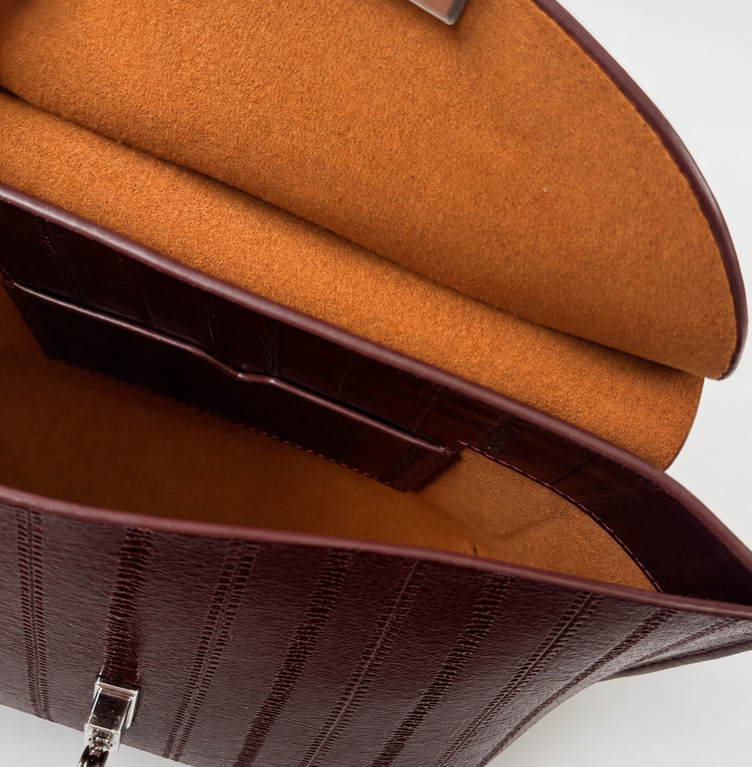 Le Bon 14 Lightweight Burgundy Leather Top Handle Bag