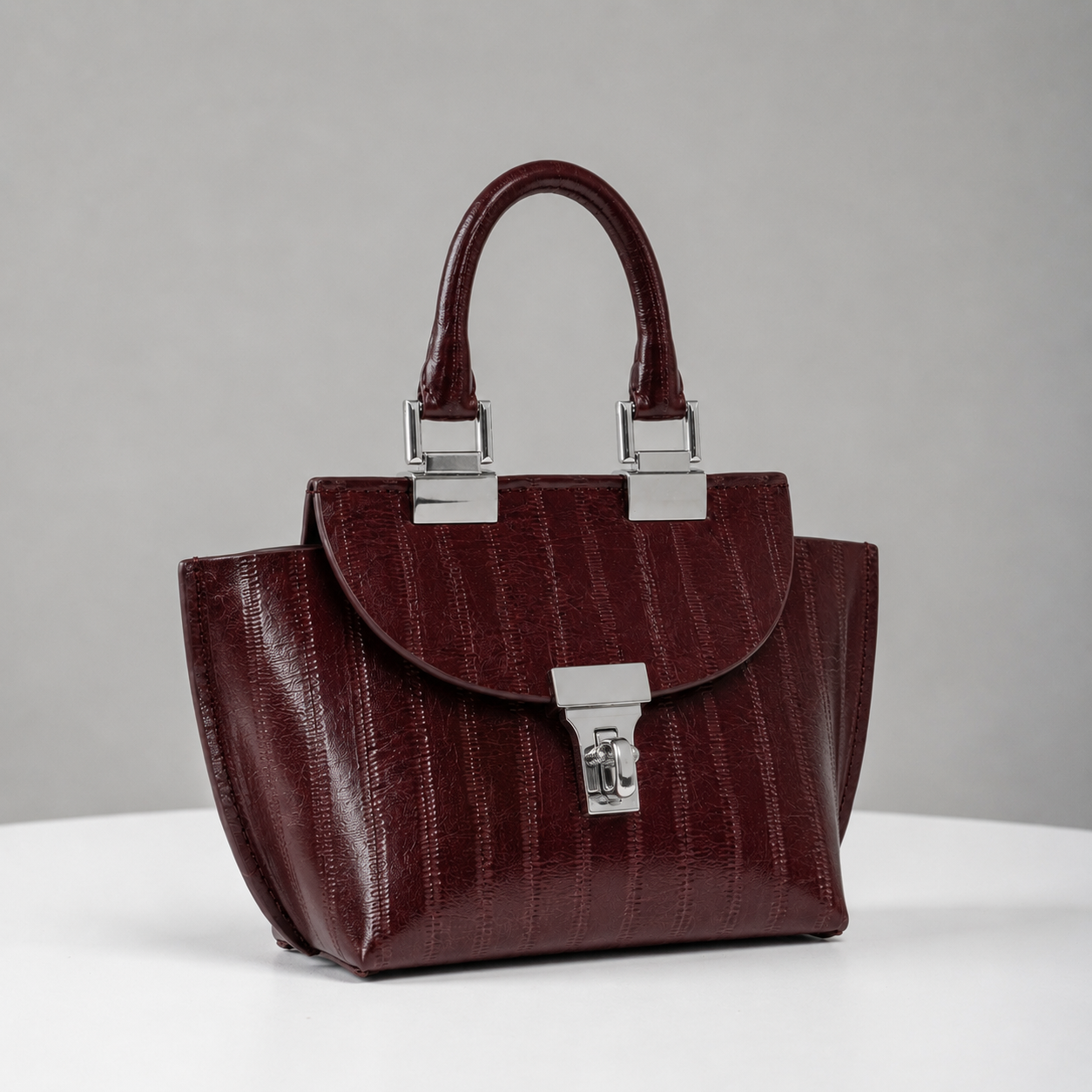 Le Bon 14 Lightweight Burgundy Leather Top Handle Bag