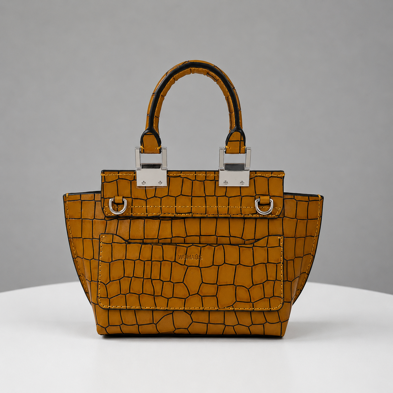 Le Bon 14 Lightweight Mustard Leather Top Handle Bag