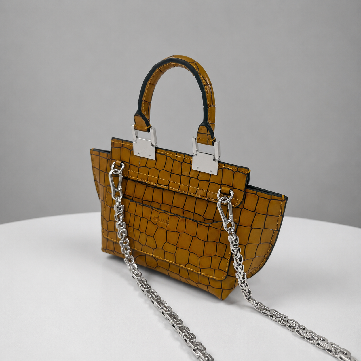 Le Bon 14 Lightweight Mustard Leather Top Handle Bag