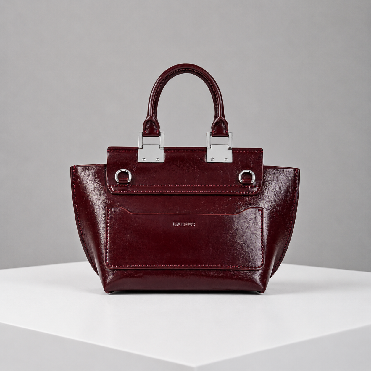Le Bon 14 Lightweight Plum Leather Top Handle Bag