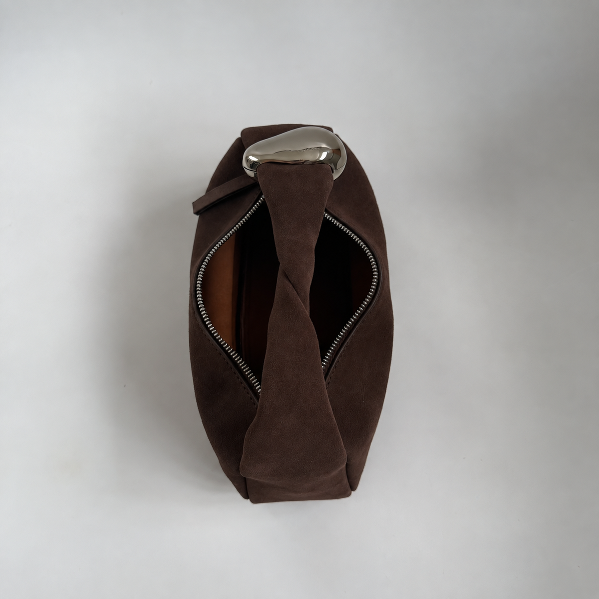 Orbit Lightweight Coffee Suede Sculptural Bag