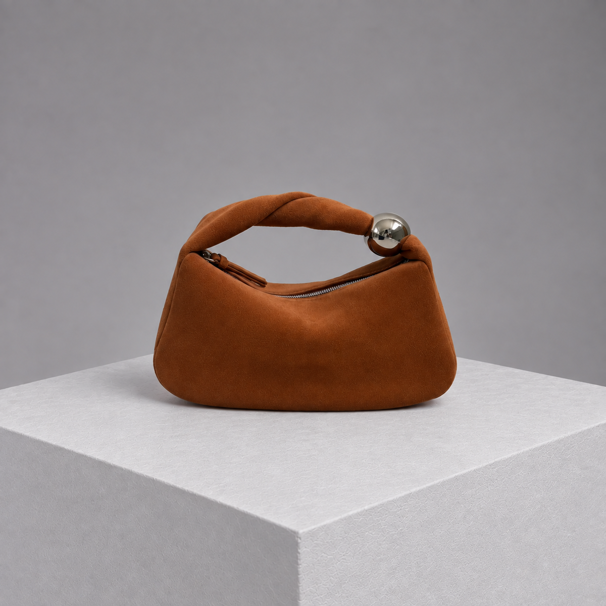 Orbit Lightweight Tan Suede Sculptural Bag