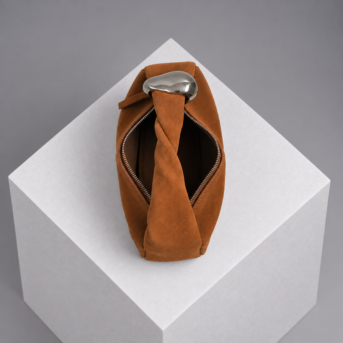 Orbit Lightweight Tan Suede Sculptural Bag