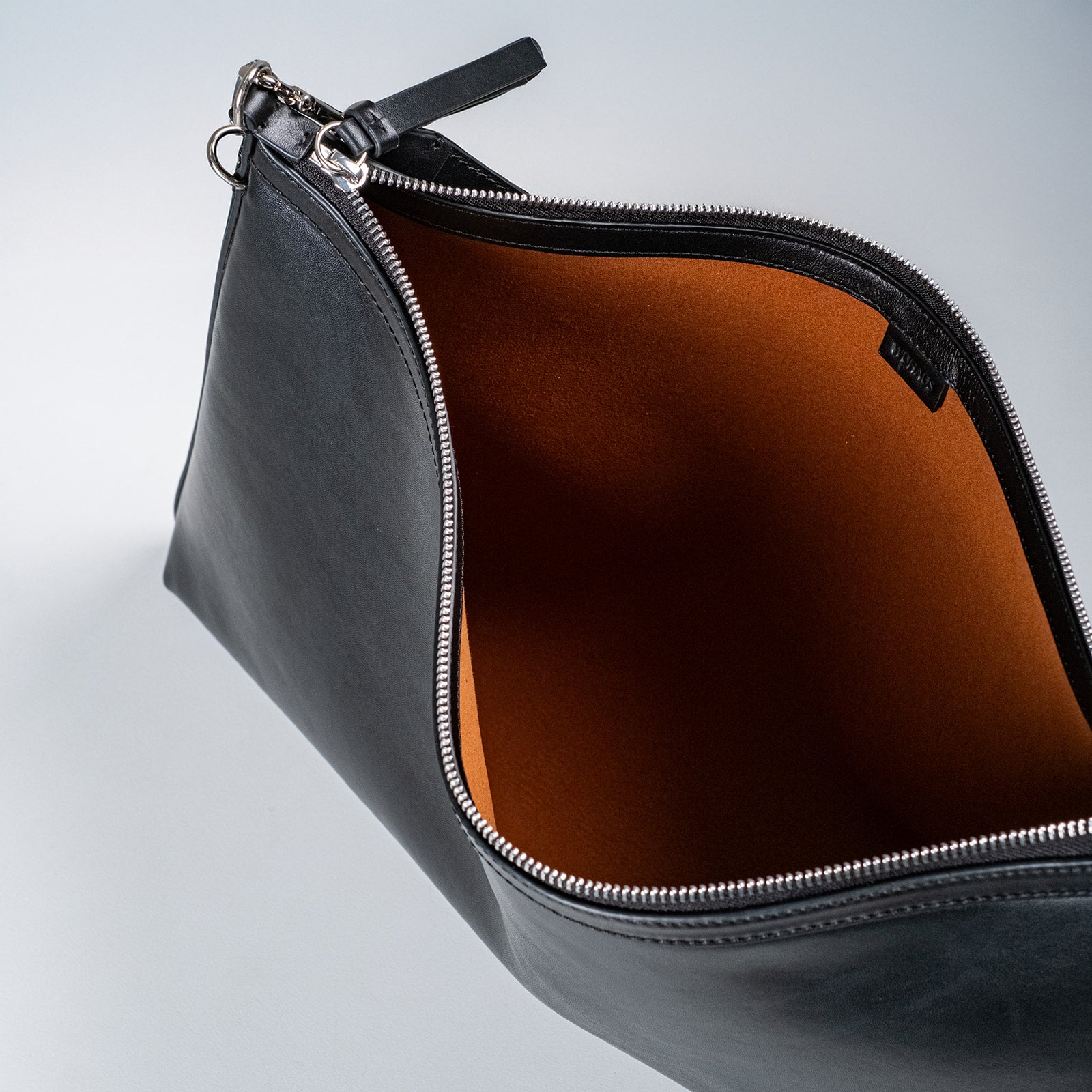 Helix Glossy Black Lightweight Leather Shoulder Bag