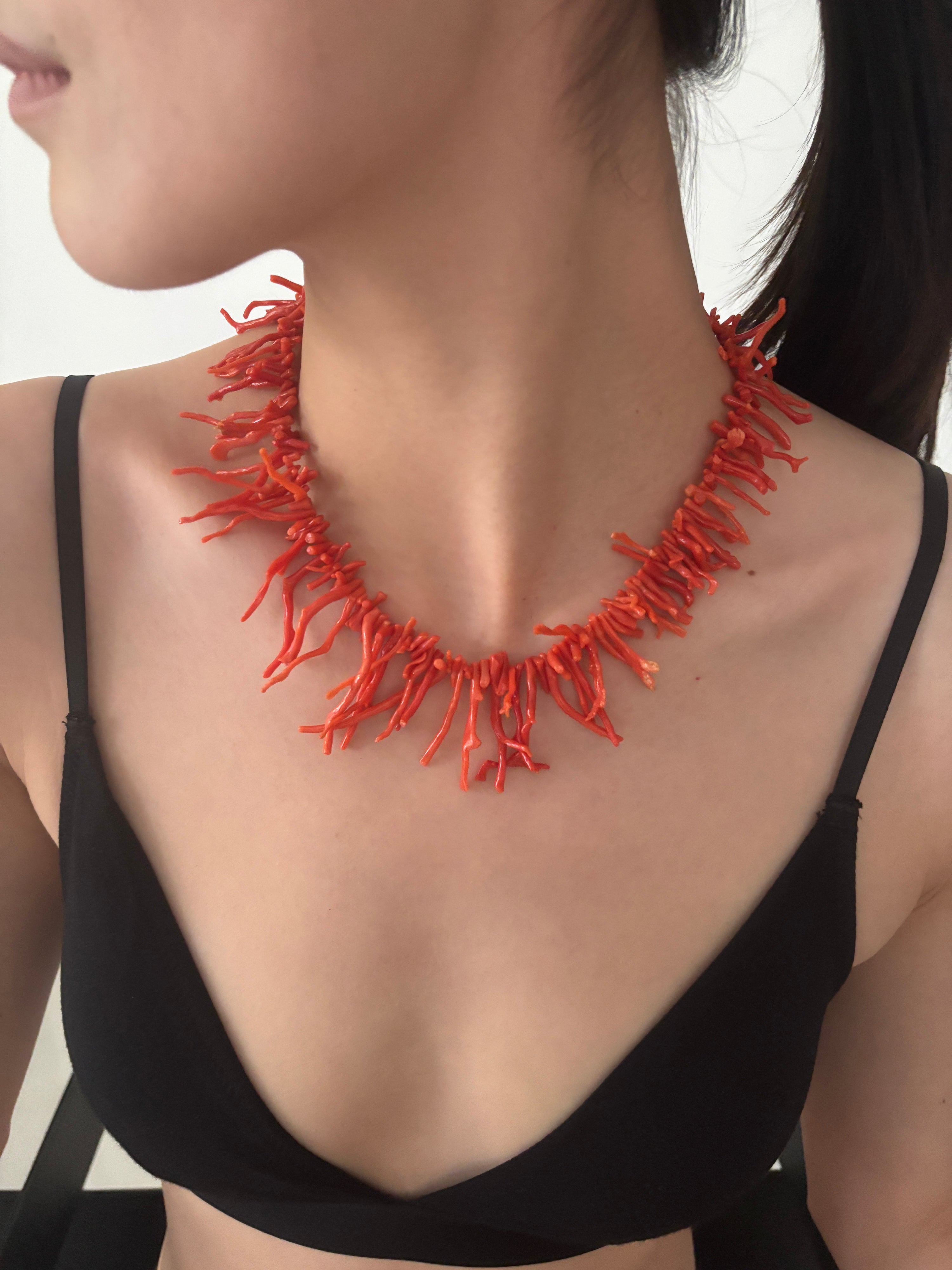 Vintage Red Coral Twig Necklace