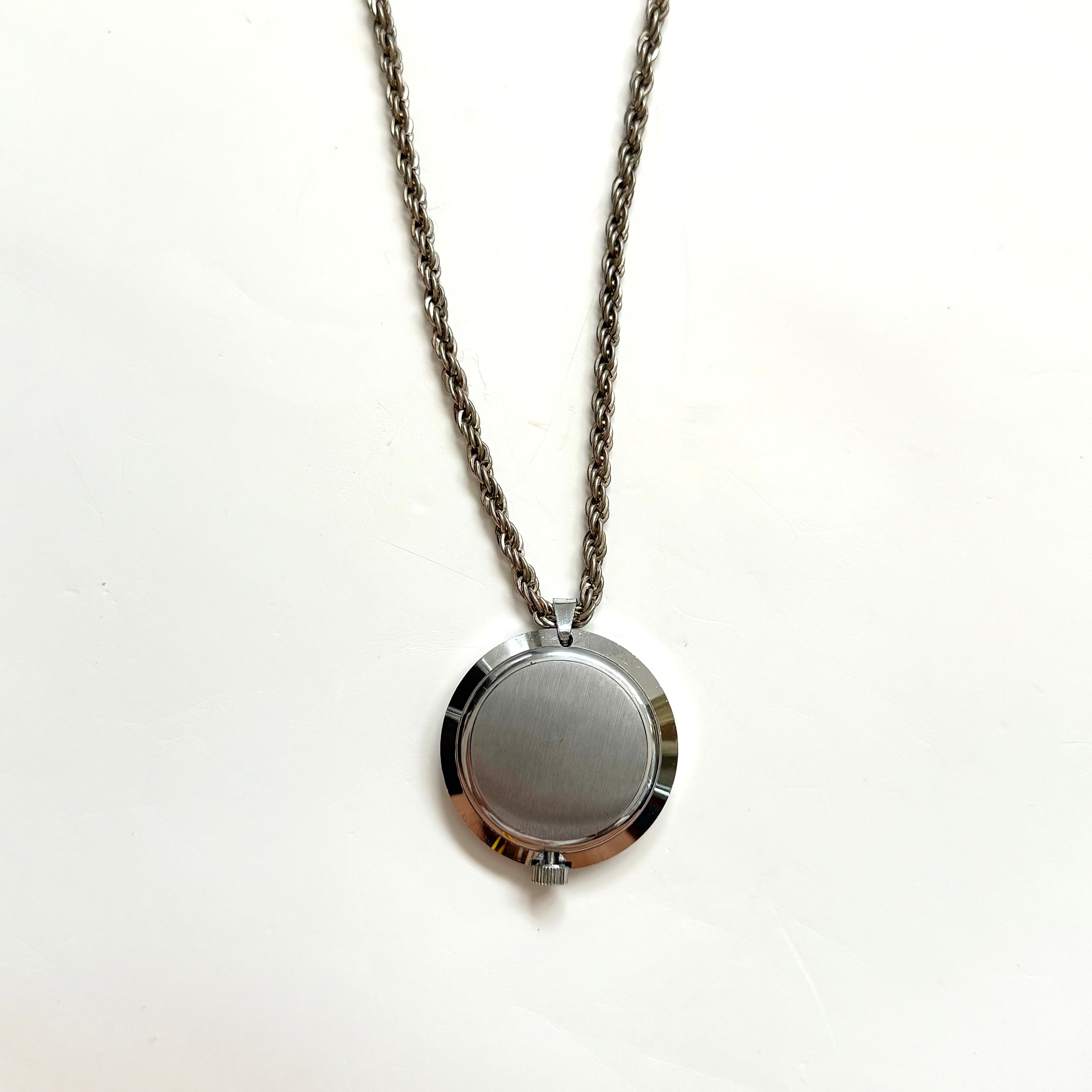 Vintage Silver Pocket Watch Pendant Necklace