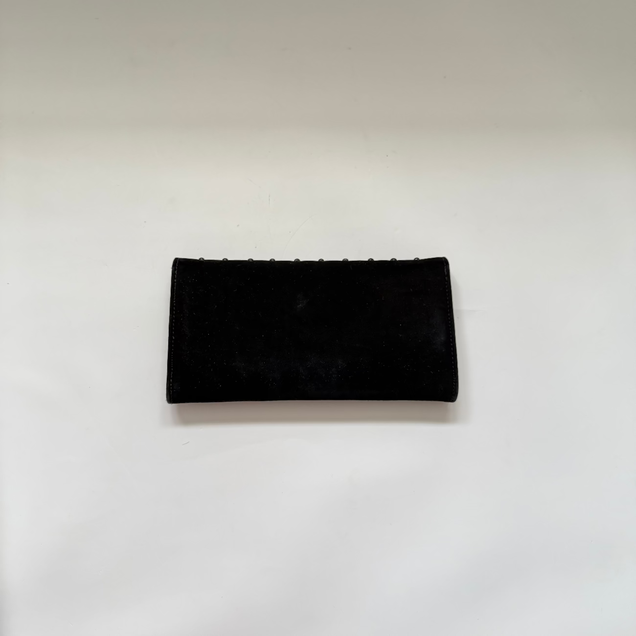 Vintage Trathen Calf Leather Black Velvet Purse with Black Studs