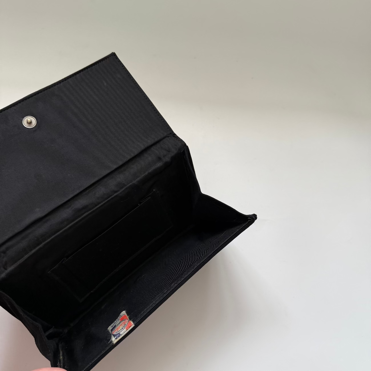 Vintage Trathen Calf Leather Black Velvet Purse with Black Studs