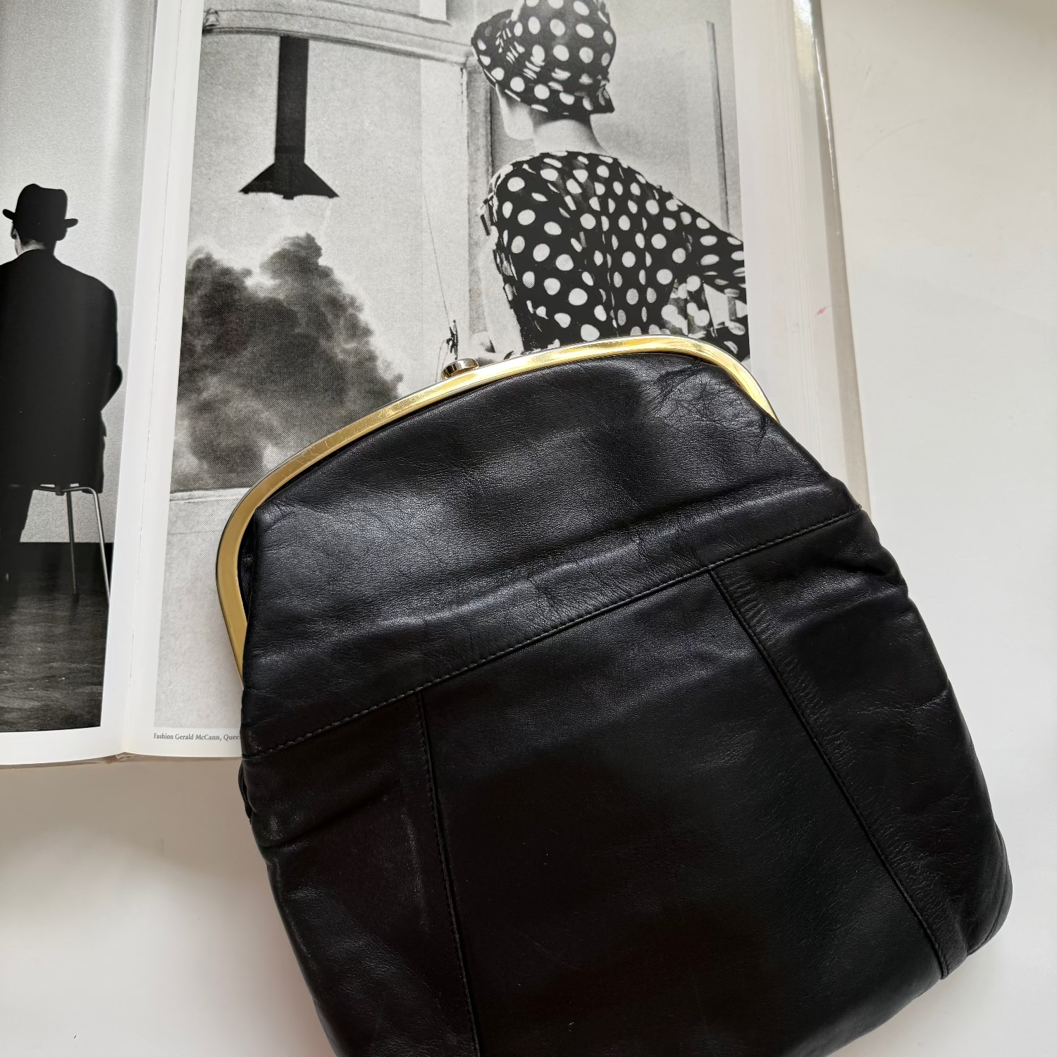 Vintage 70s Black Faigen Foldover Purse Bag