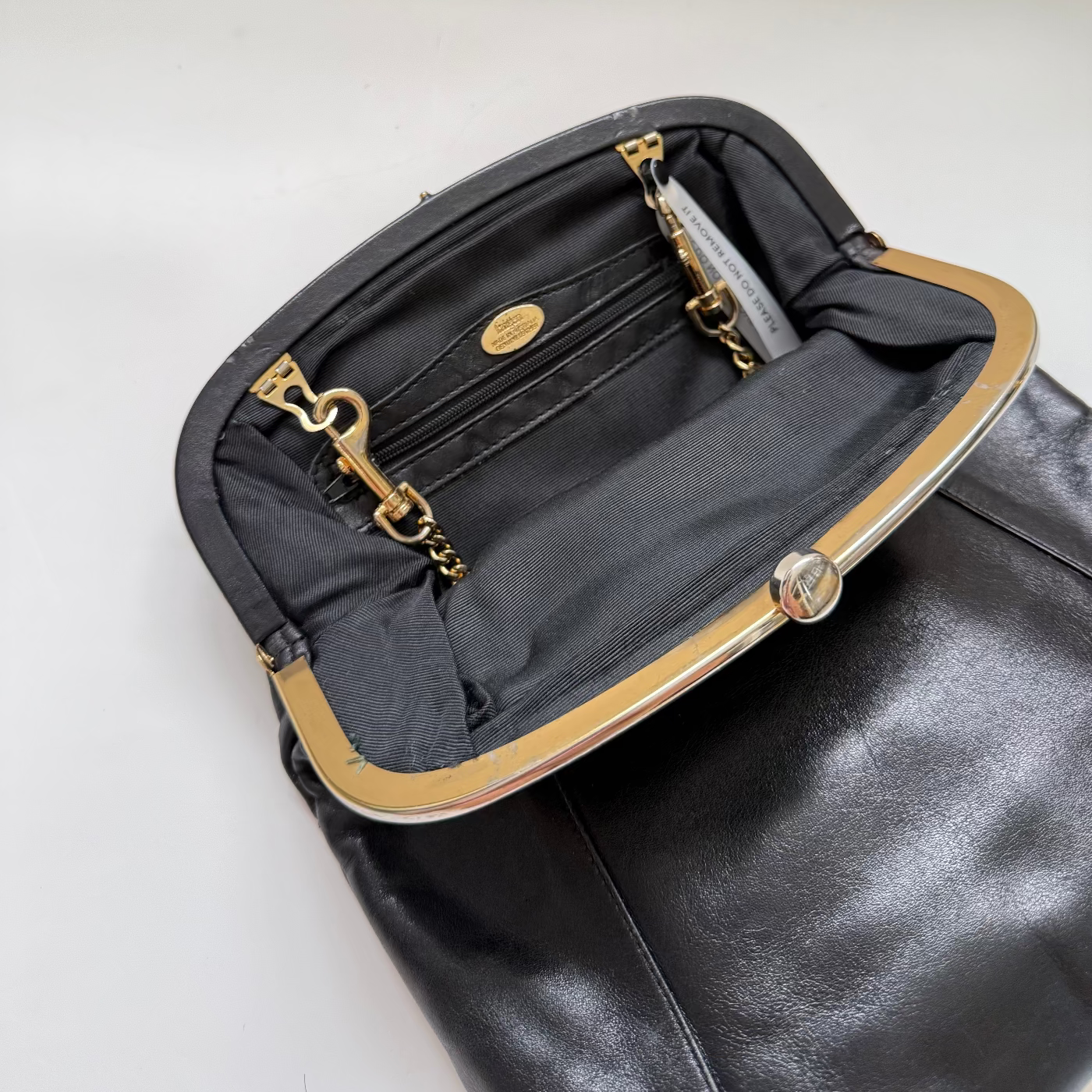 Vintage 70s Black Faigen Foldover Purse Bag