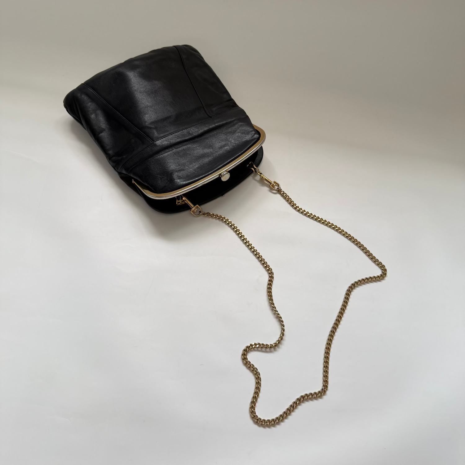 Vintage 70s Black Faigen Foldover Purse Bag