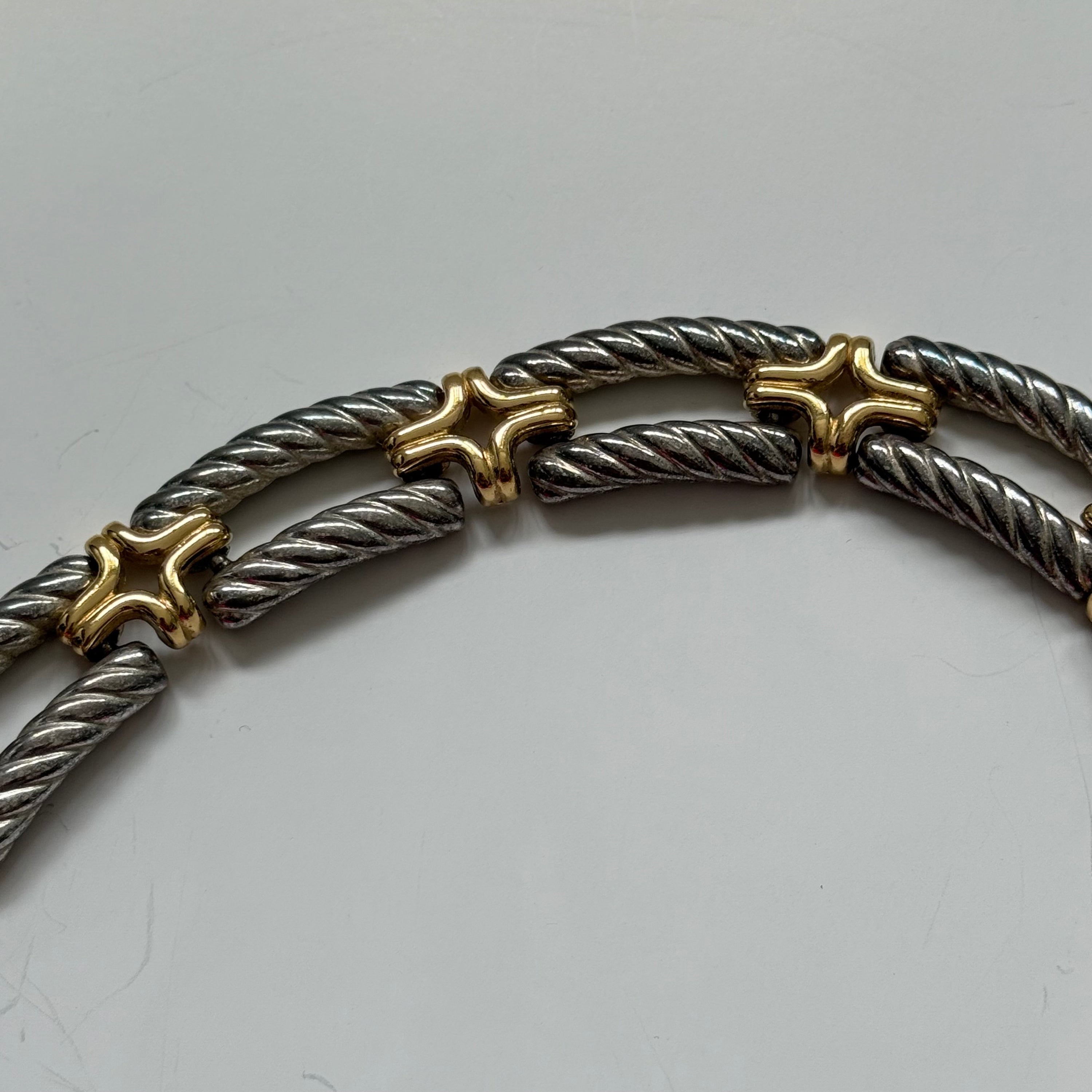 1980s Statement Silver and Gold Link Choker Necklace