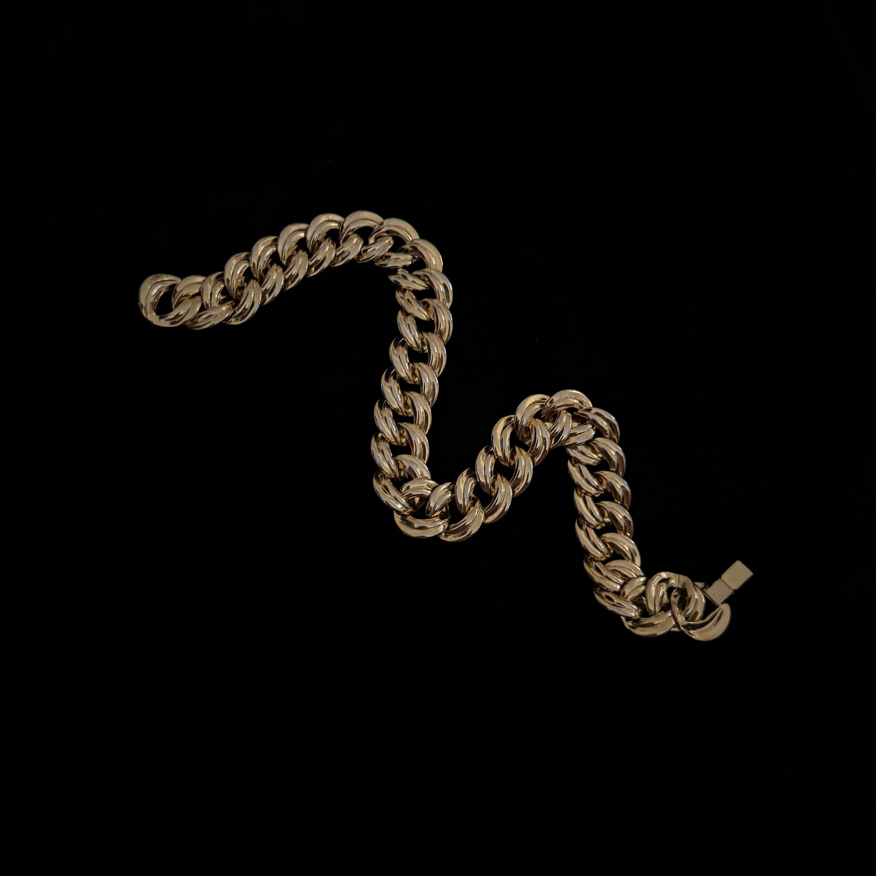 Vintage 80s Gold-tone Round Link Collar Necklace