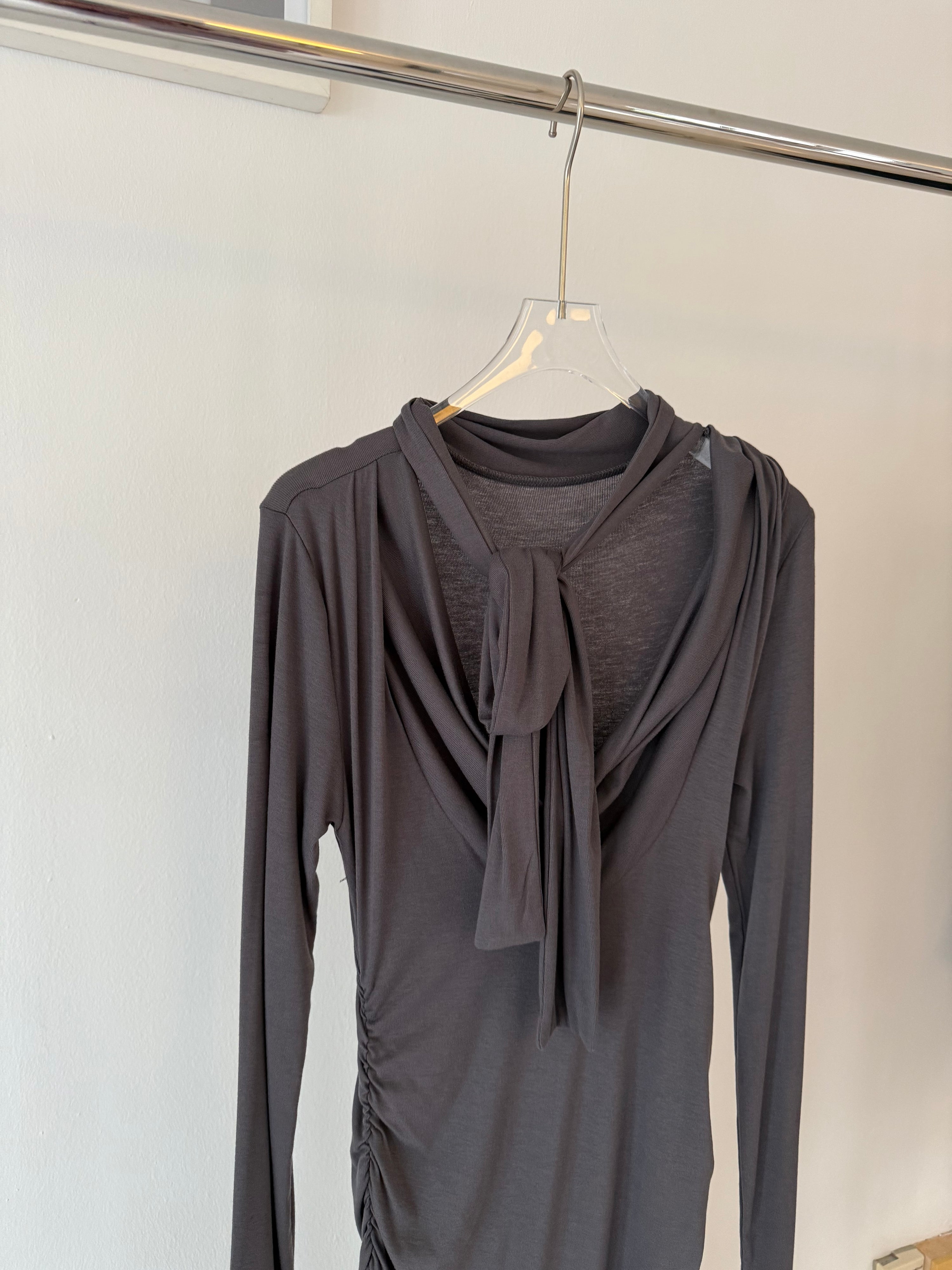 Long Heather Grey Draped Dress