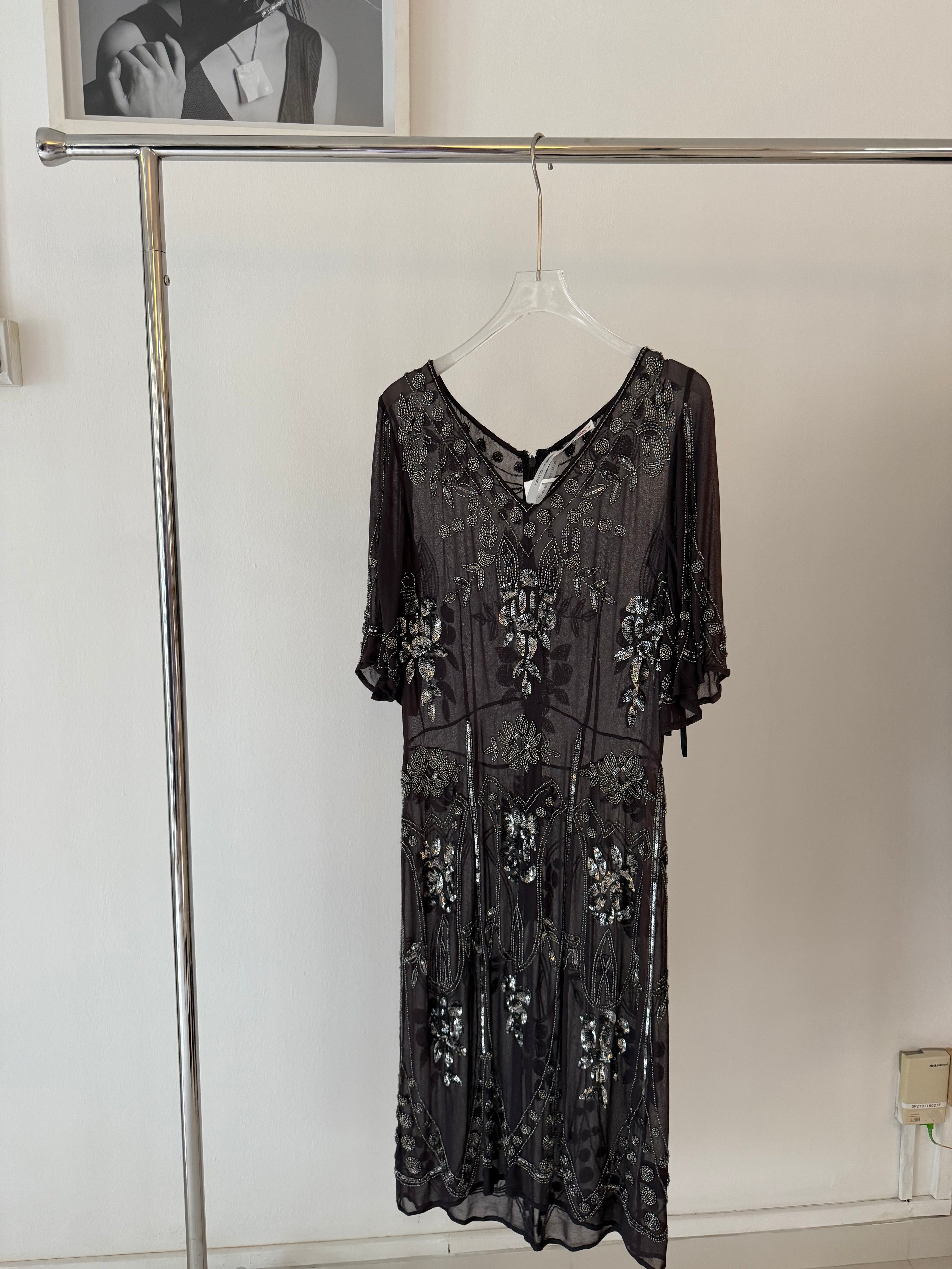 Vintage Alannah Hill Beaded Sheer Midi Evening Dress
