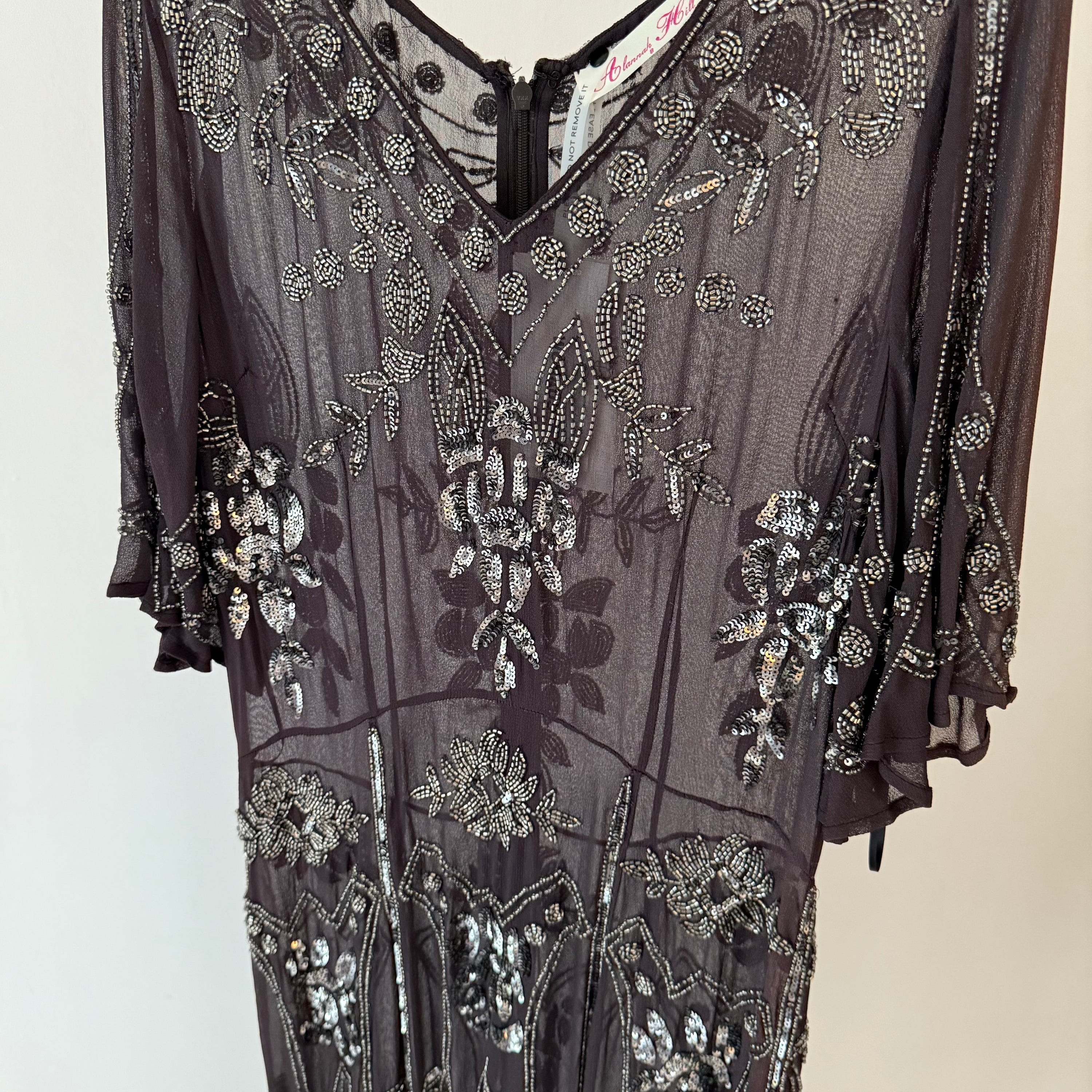 Vintage Alannah Hill Beaded Sheer Midi Evening Dress