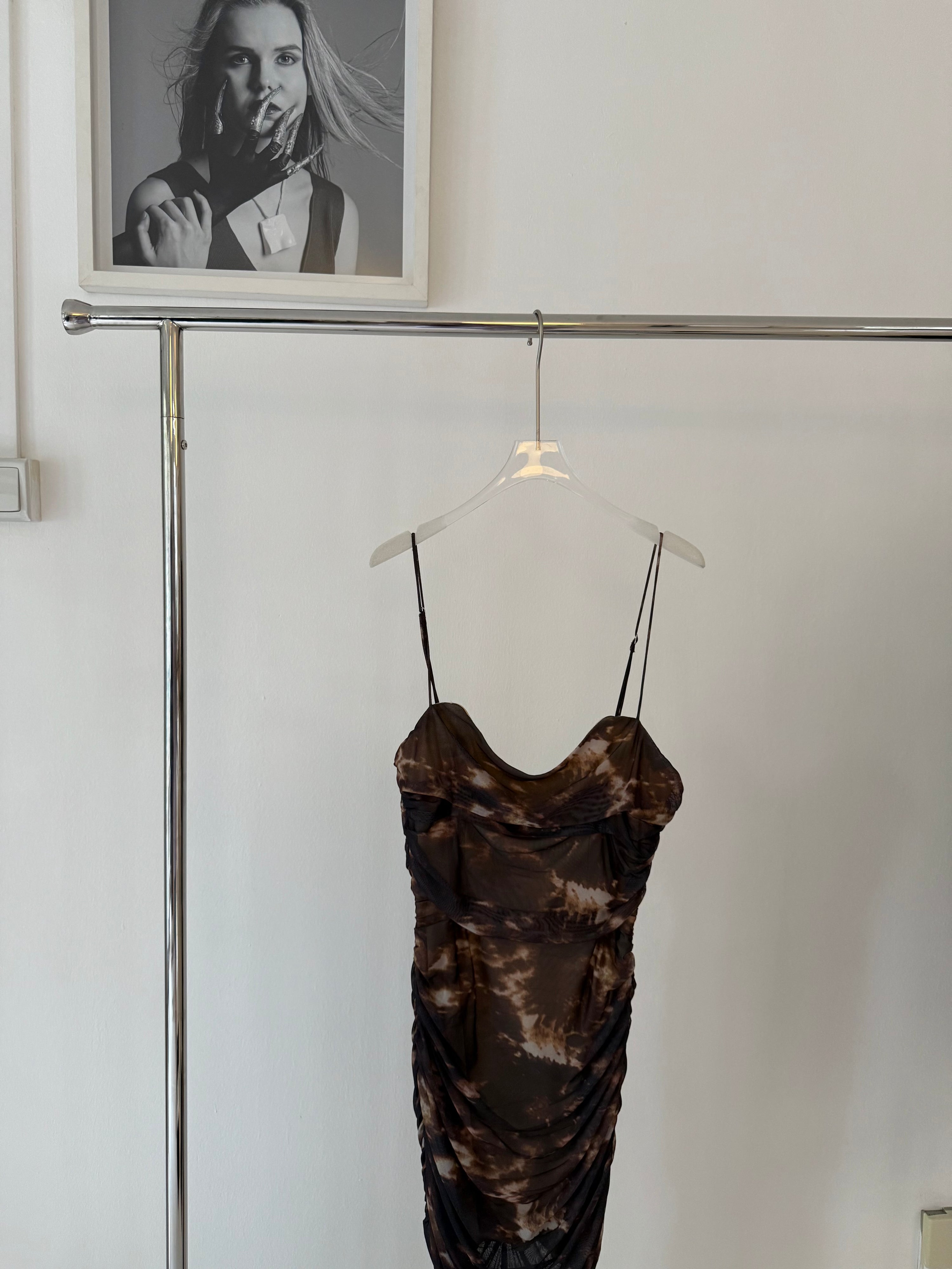 Saints & Secrets Long Ruched Brown Dress