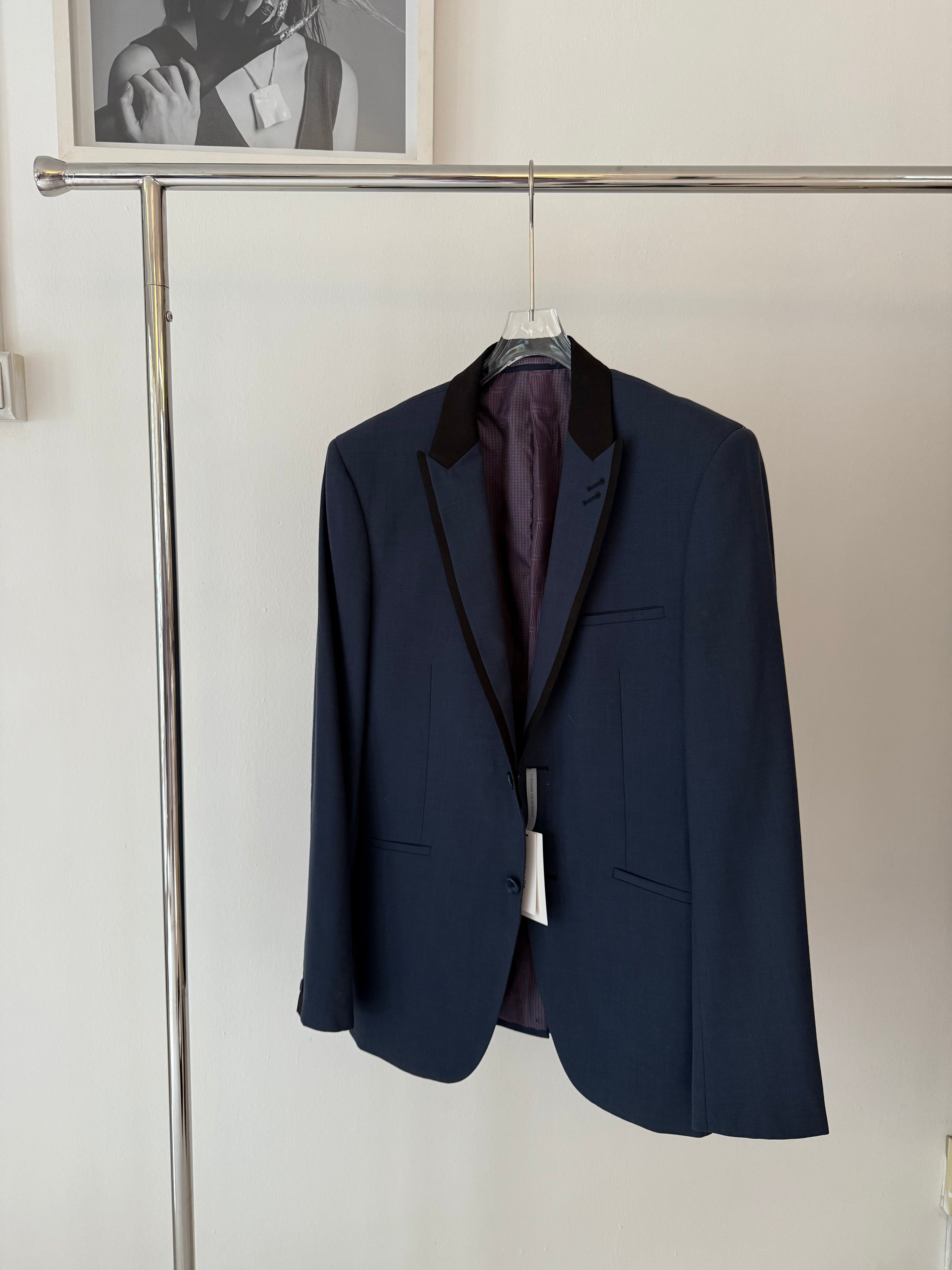 Vintage Navy With Black Lapel Blazer