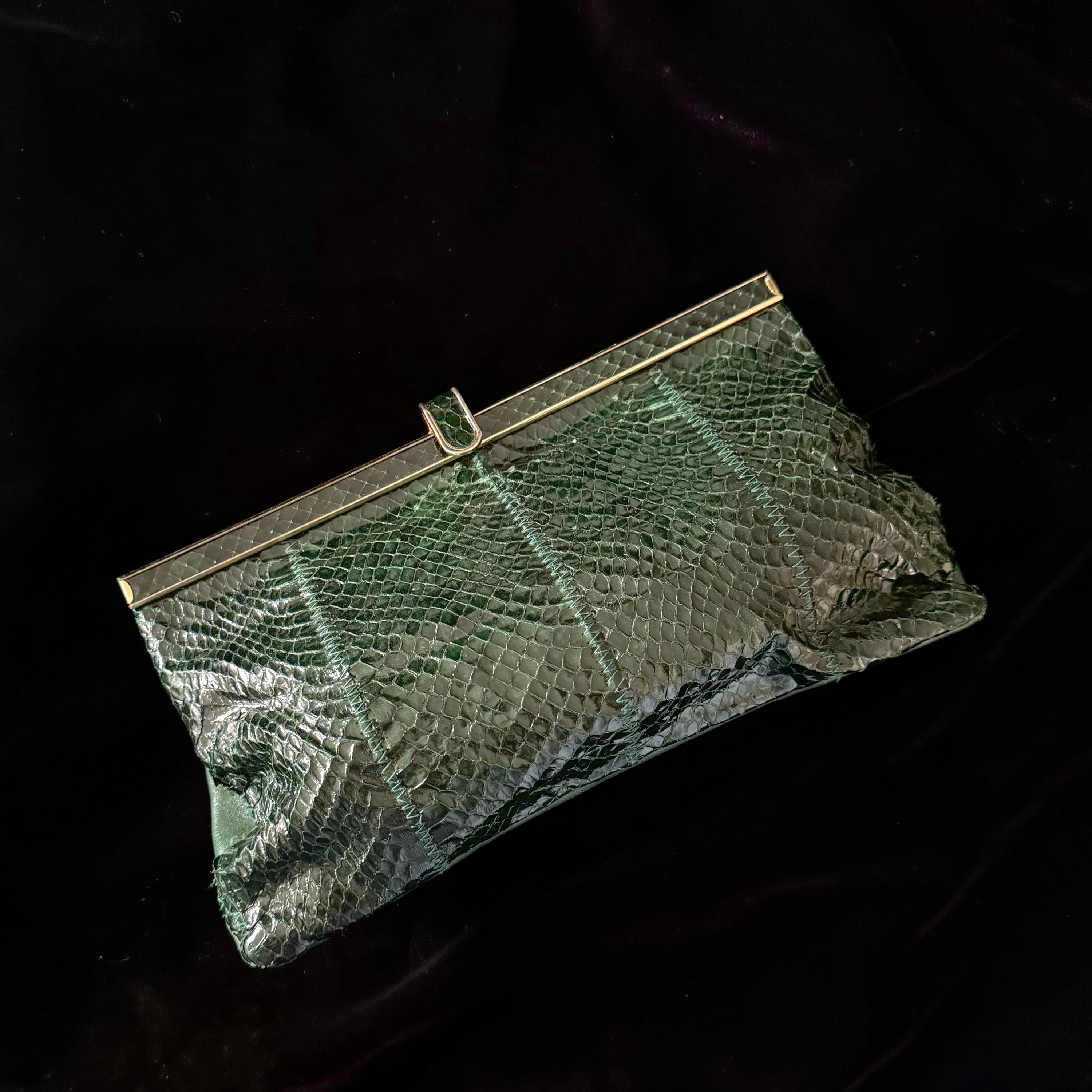 Vintage Jane Shilton Dark Green Exotic Purse