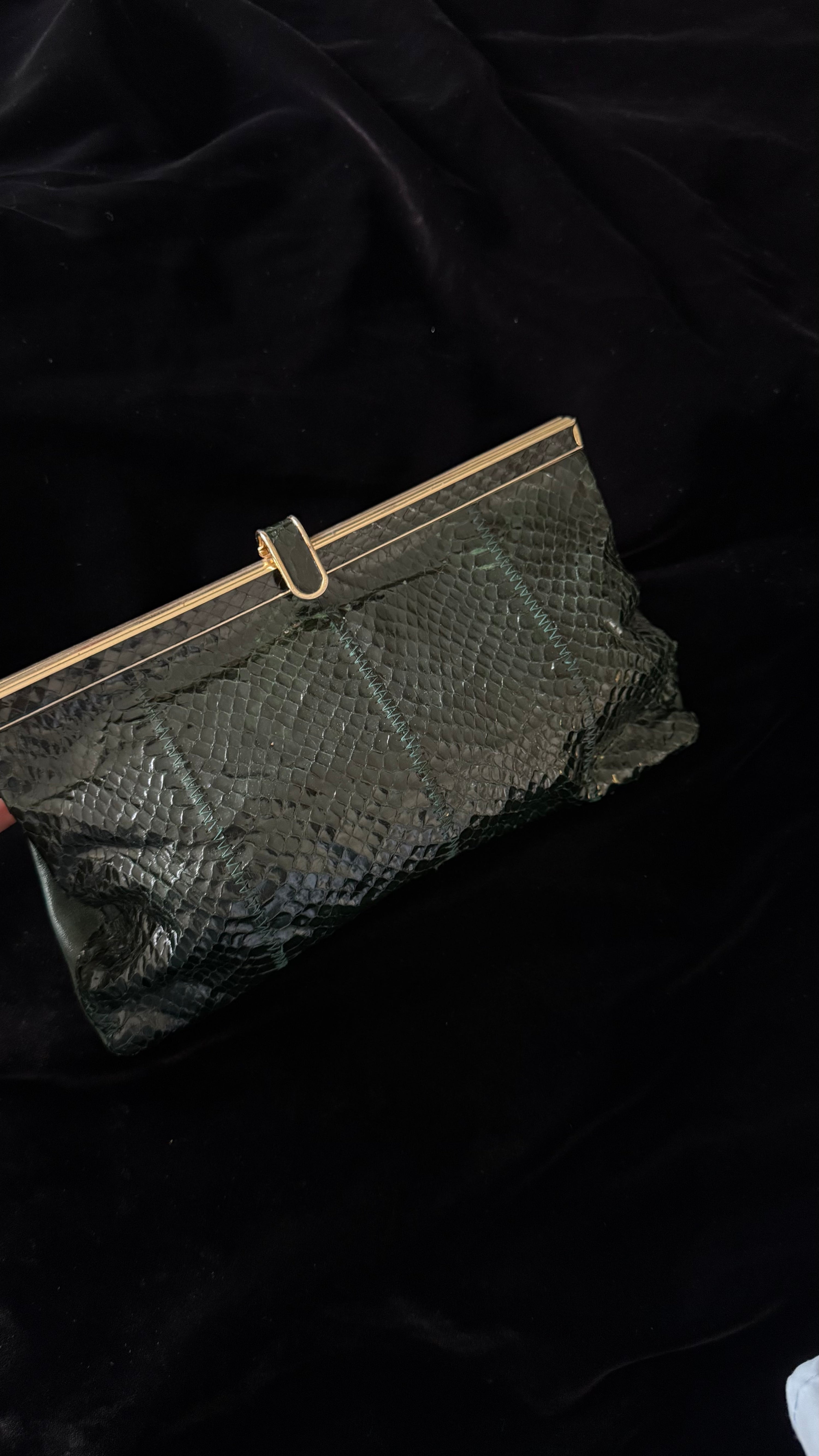 Vintage Jane Shilton Dark Green Exotic Purse
