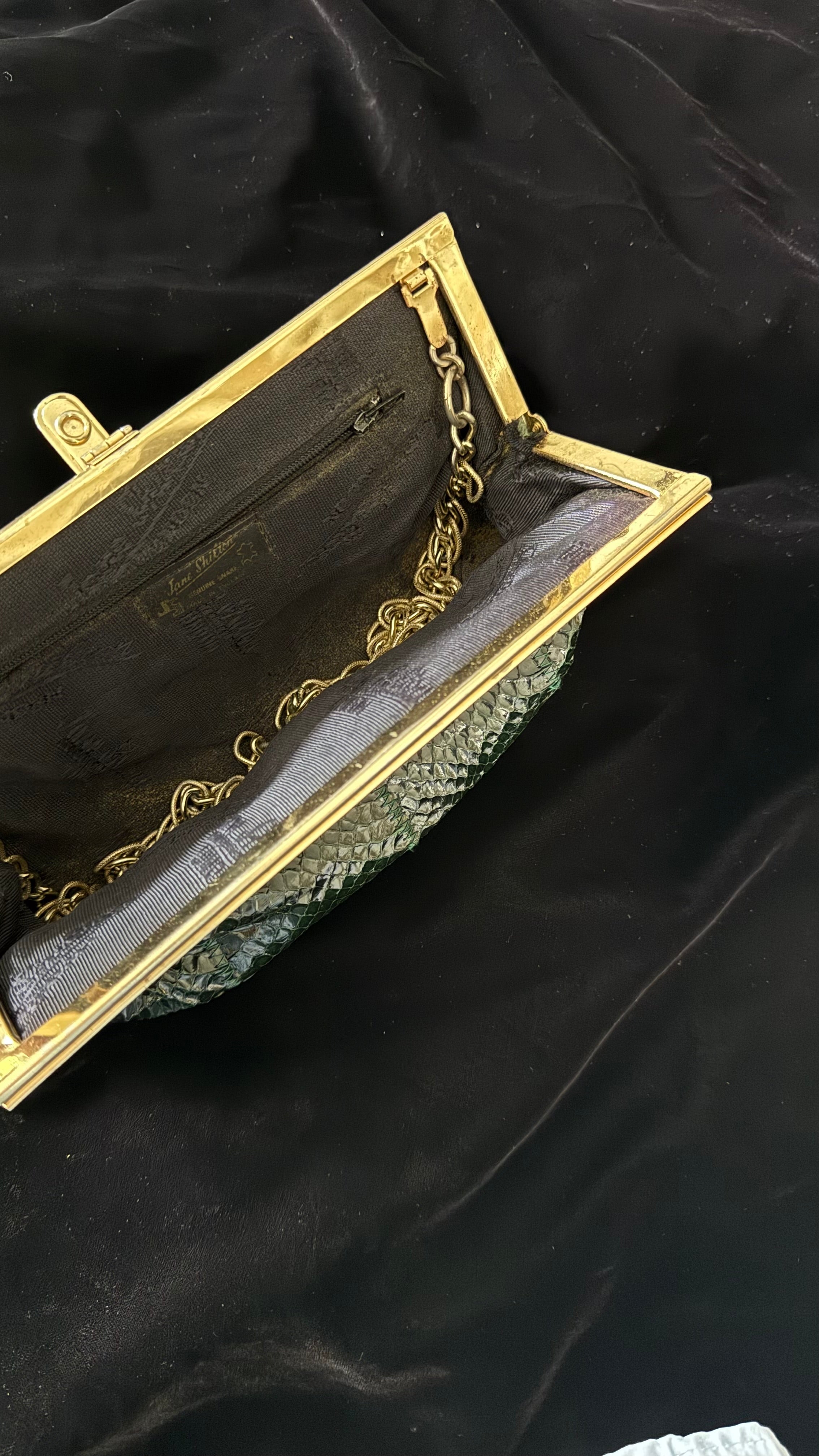 Vintage Jane Shilton Dark Green Exotic Purse