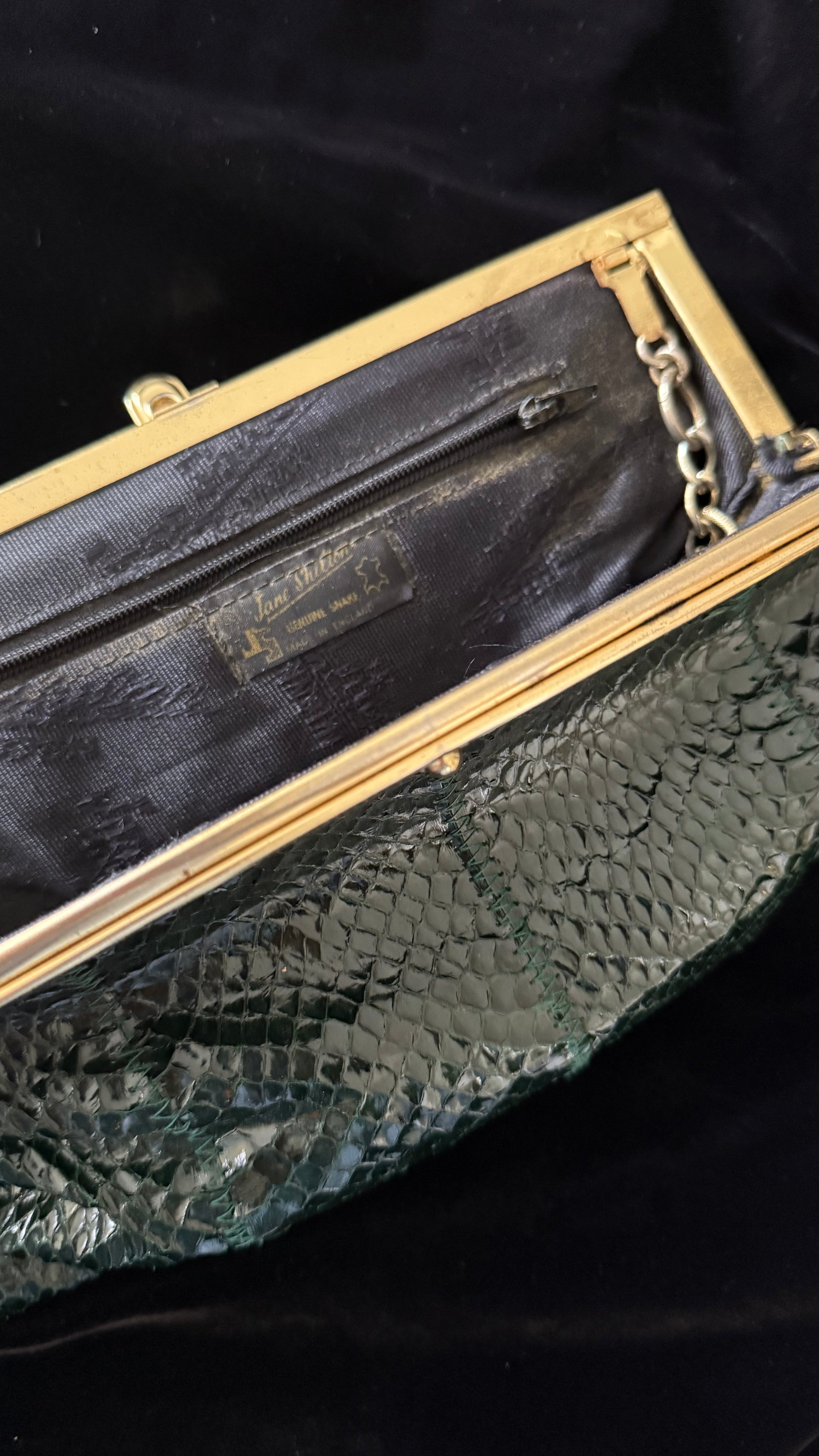 Vintage Jane Shilton Dark Green Exotic Purse