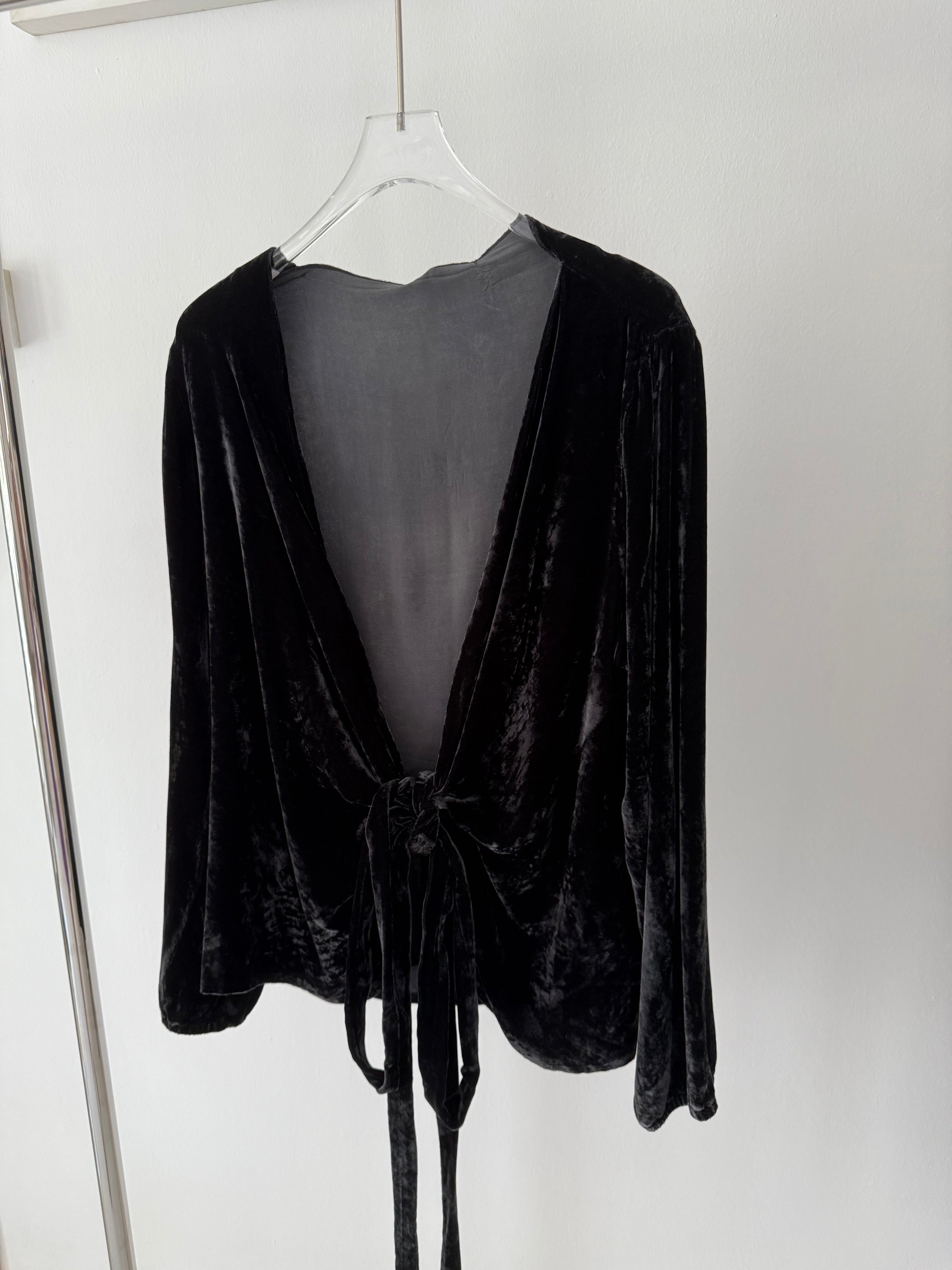 Pingpong Black Velvet Low Neck Wrap Around Top