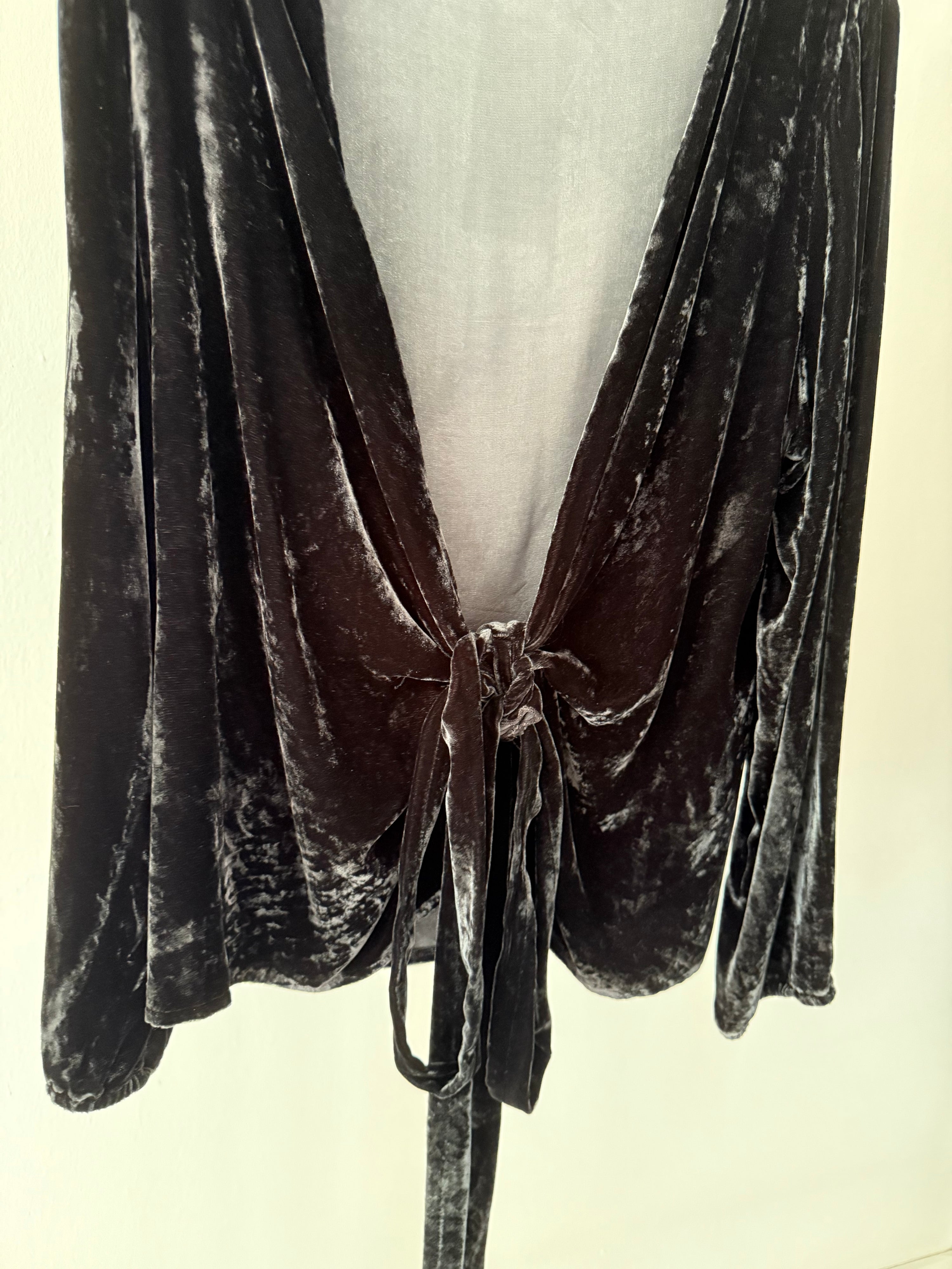 Pingpong Black Velvet Low Neck Wrap Around Top