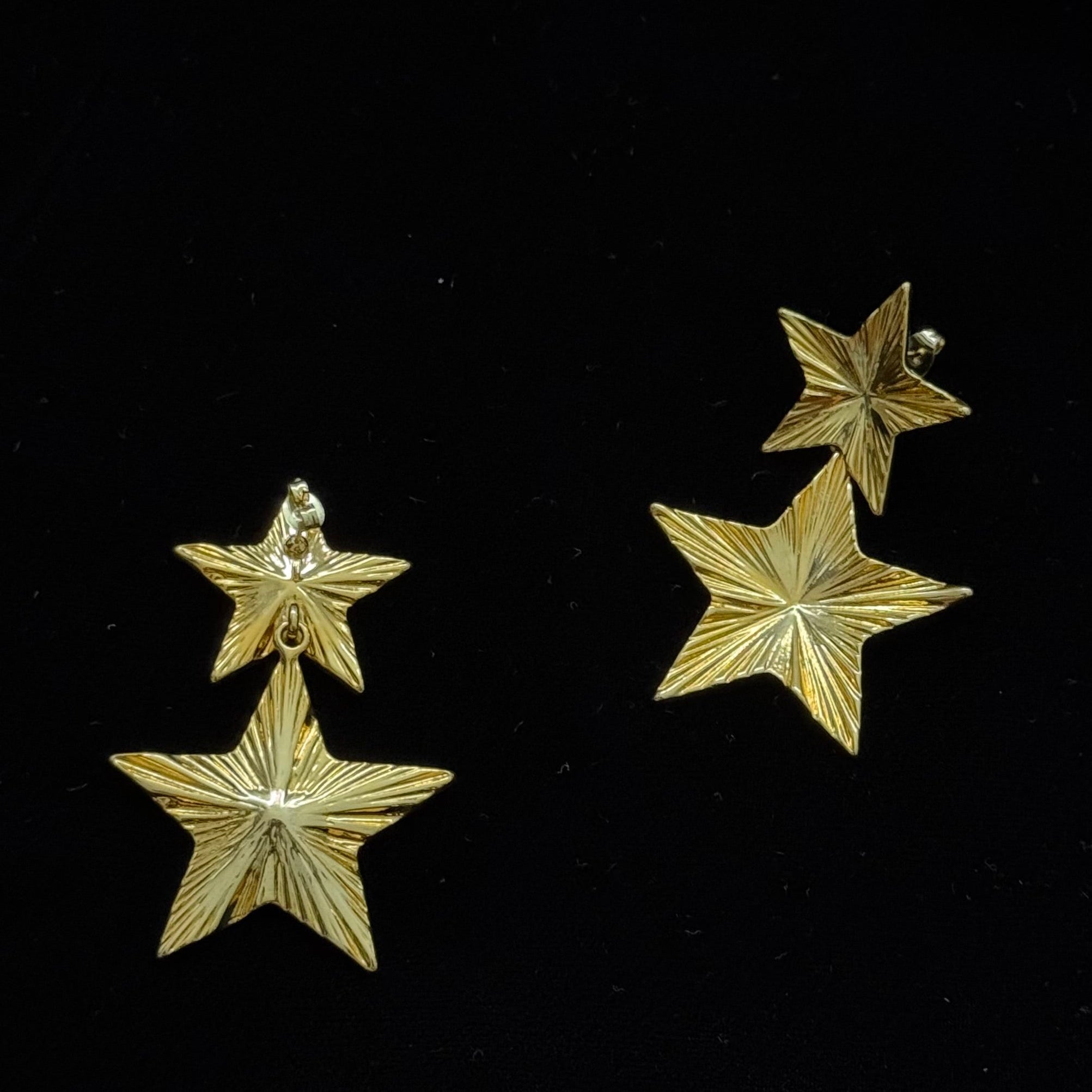 Gold-toned Starry Night Textured Dangling Earrings