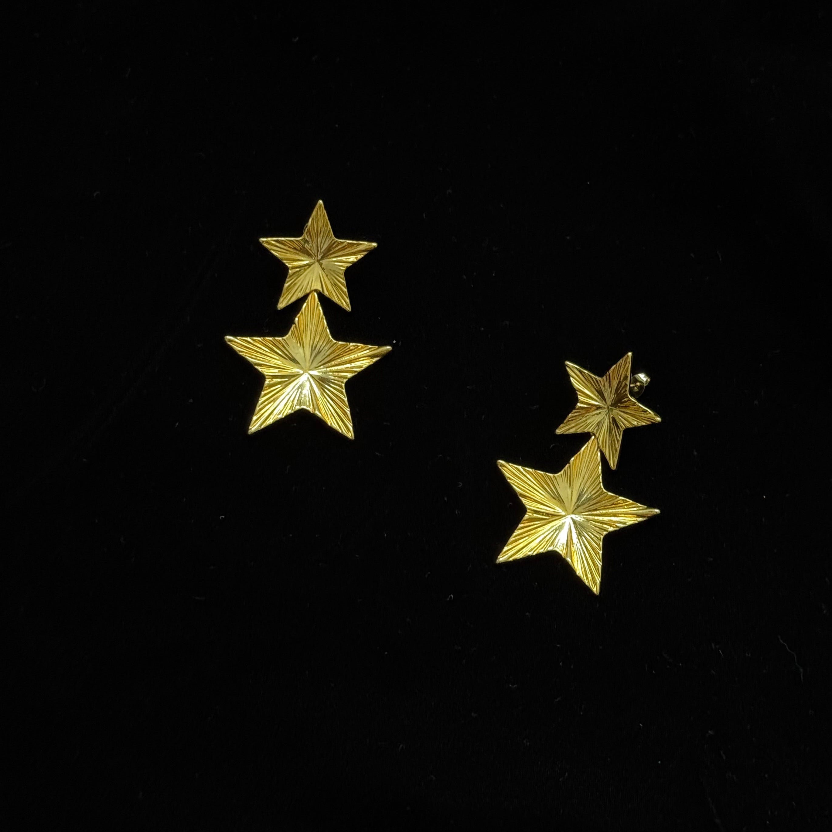 Gold-toned Starry Night Textured Dangling Earrings